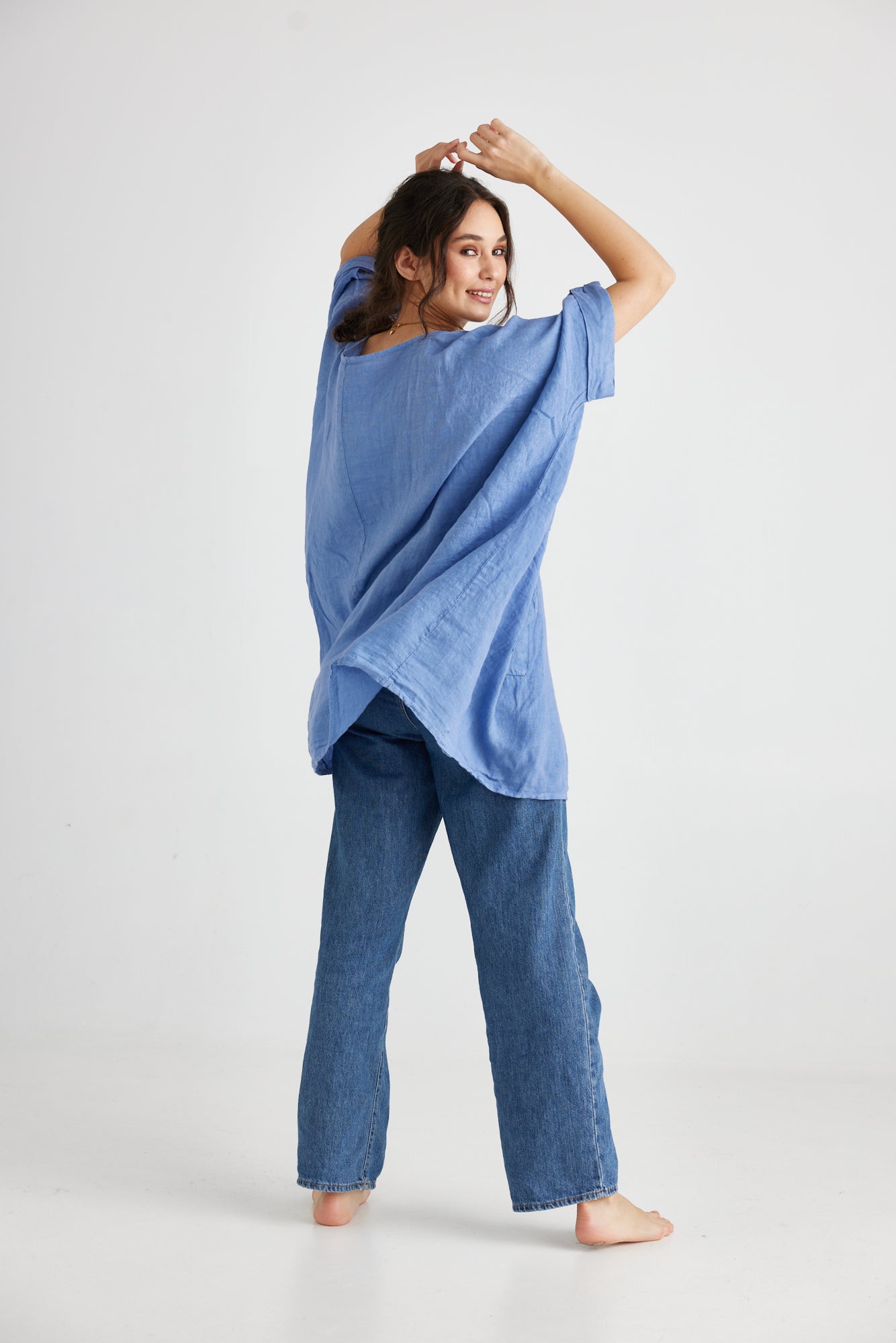 Chloe Linen Top. Denim
