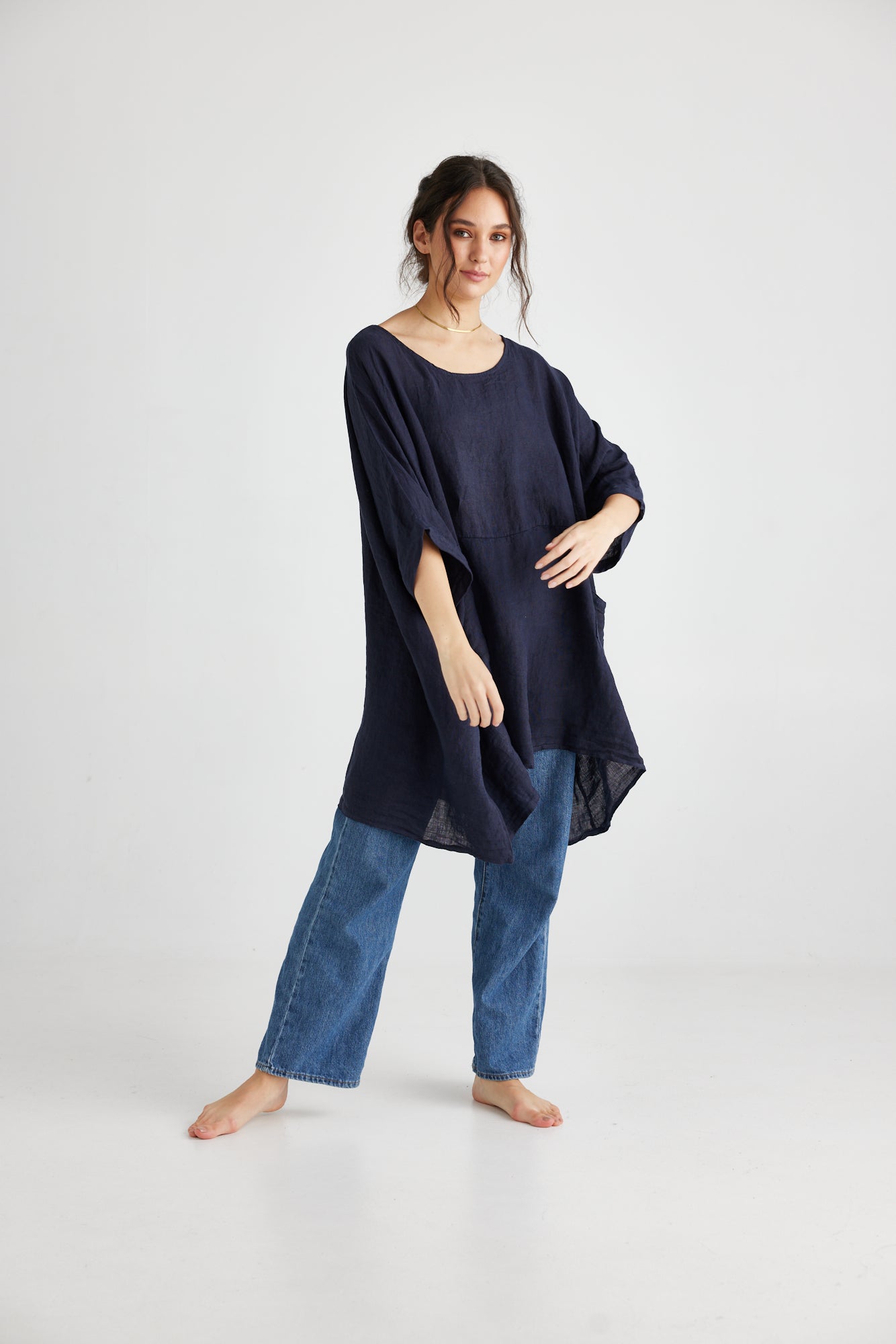 Chloe Linen top. French Navy