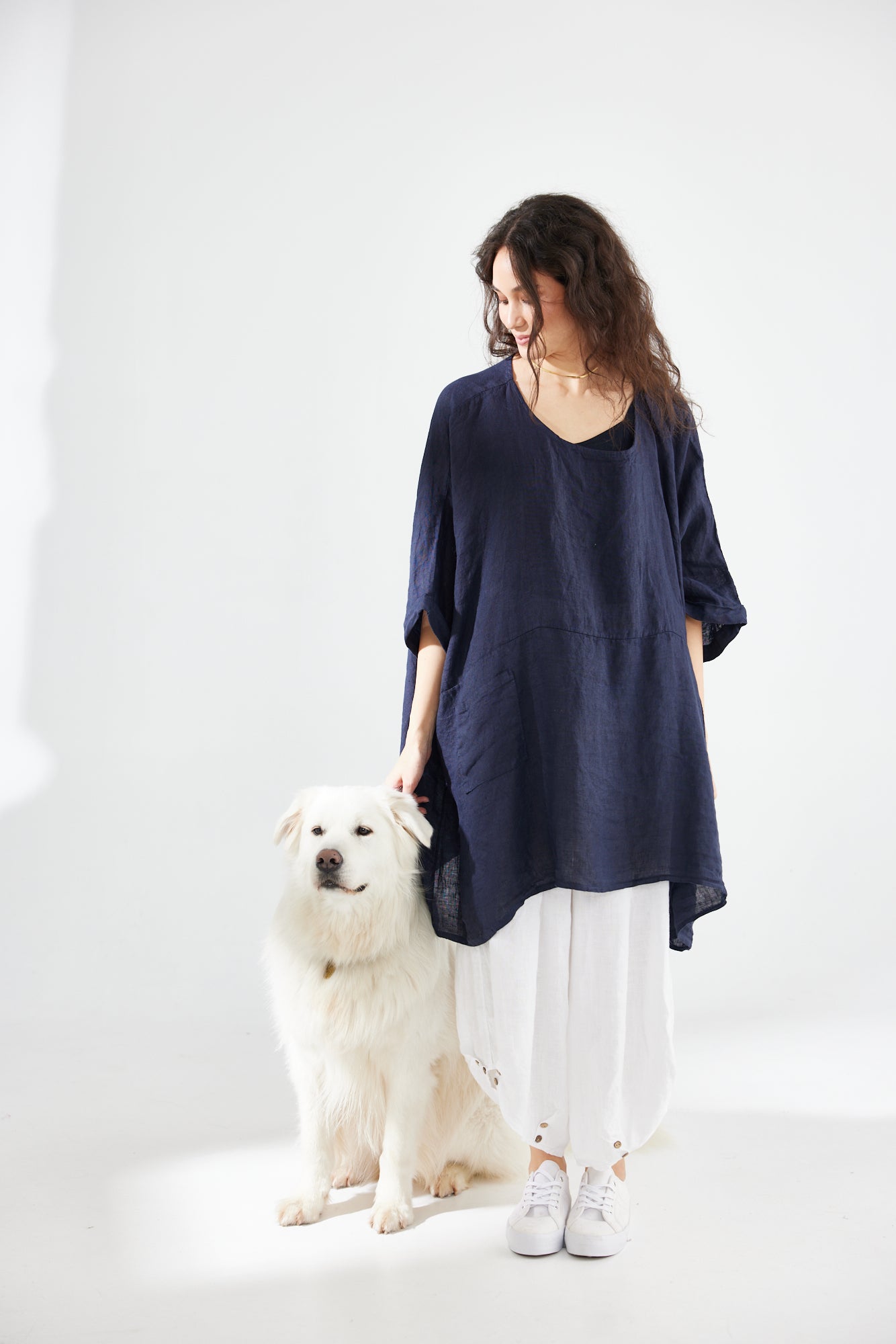 Chloe Linen top. French Navy