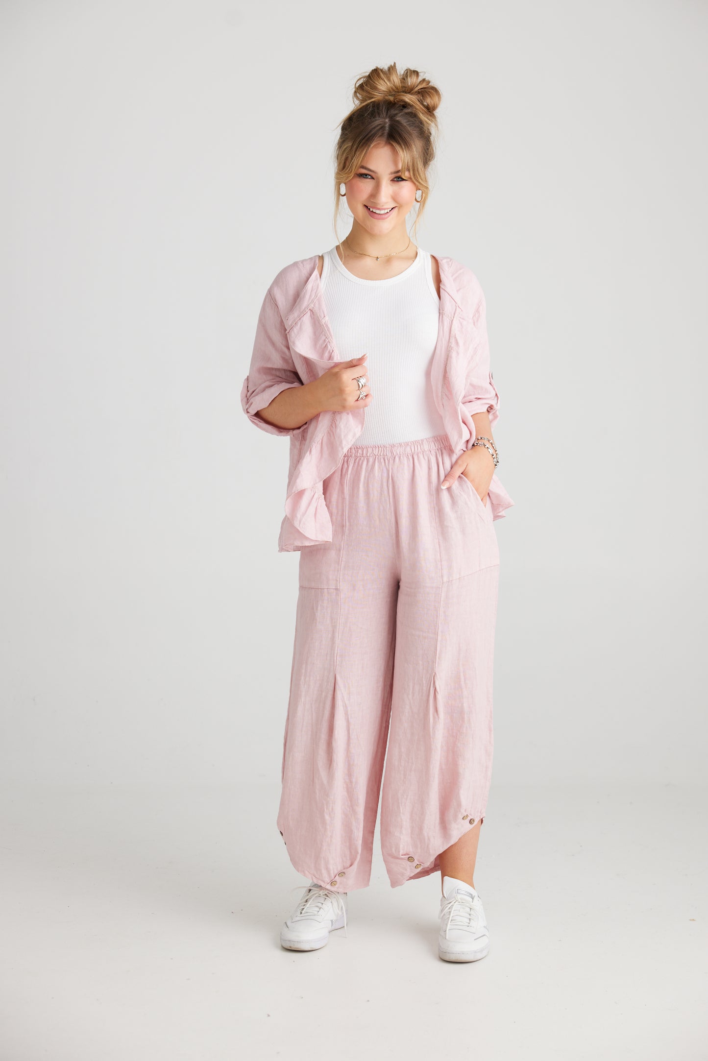 Lulu Linen pants. Dusty Rose