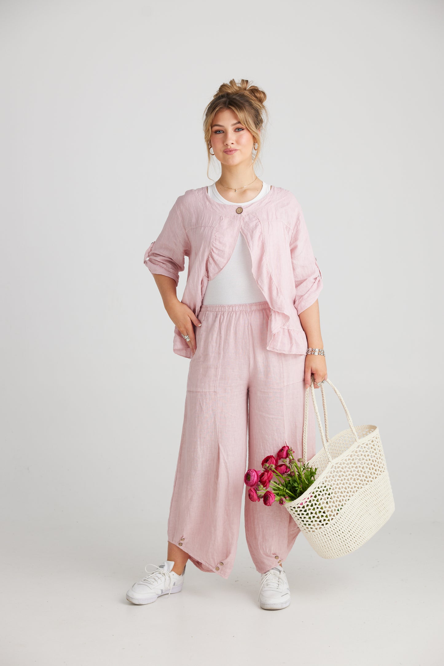 Lulu Linen pants. Dusty Rose