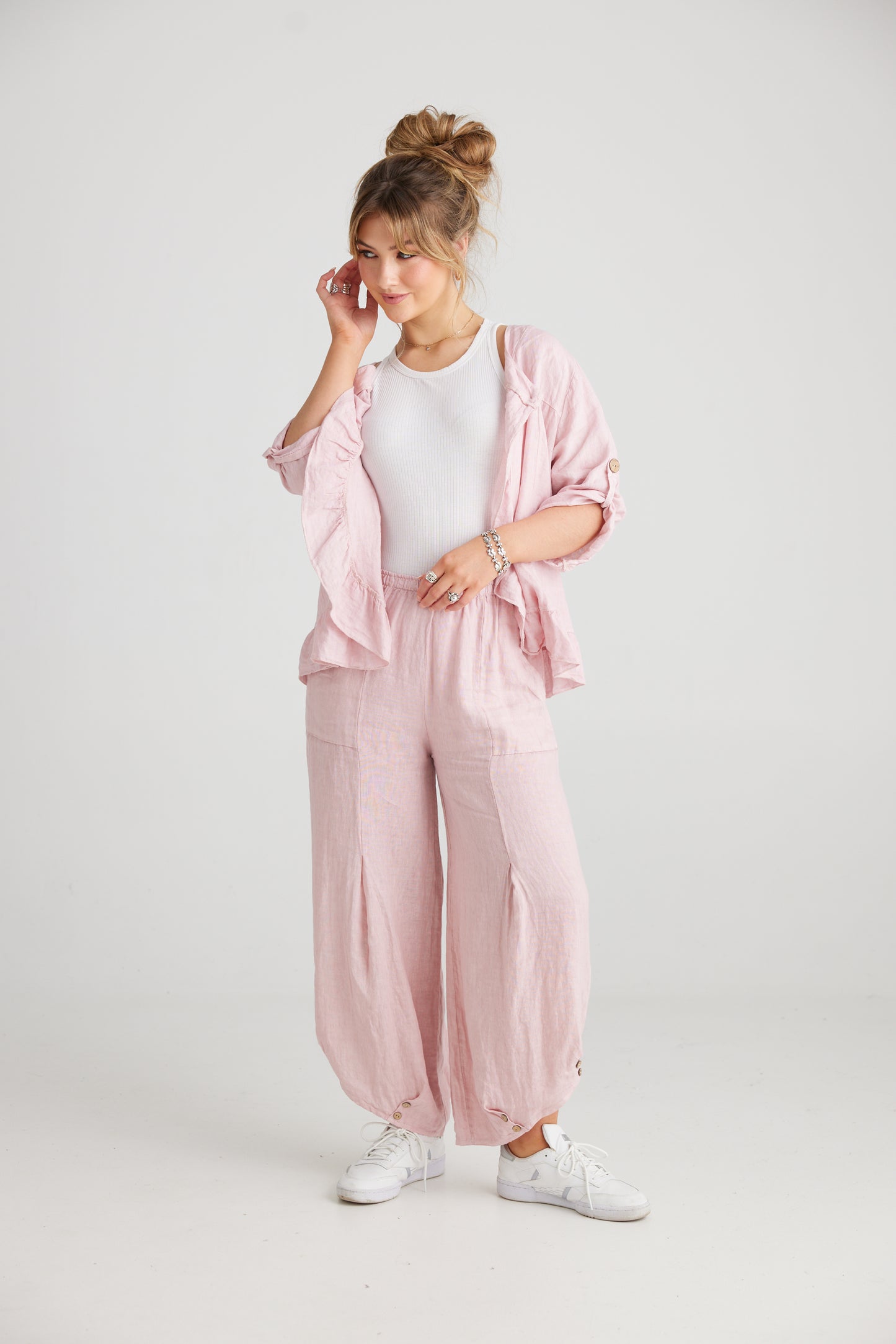 Lulu Linen pants. Dusty Rose