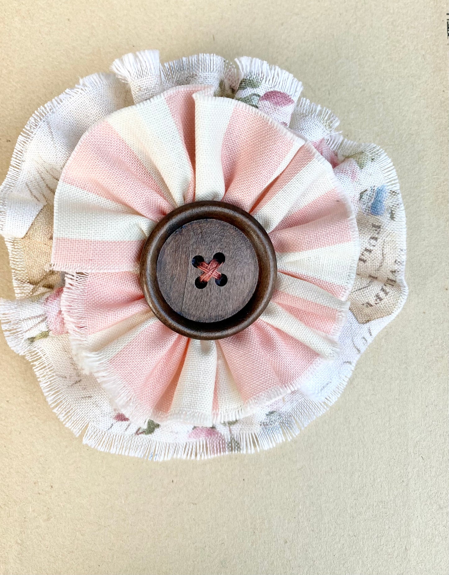 stripe and floral flower brooch.