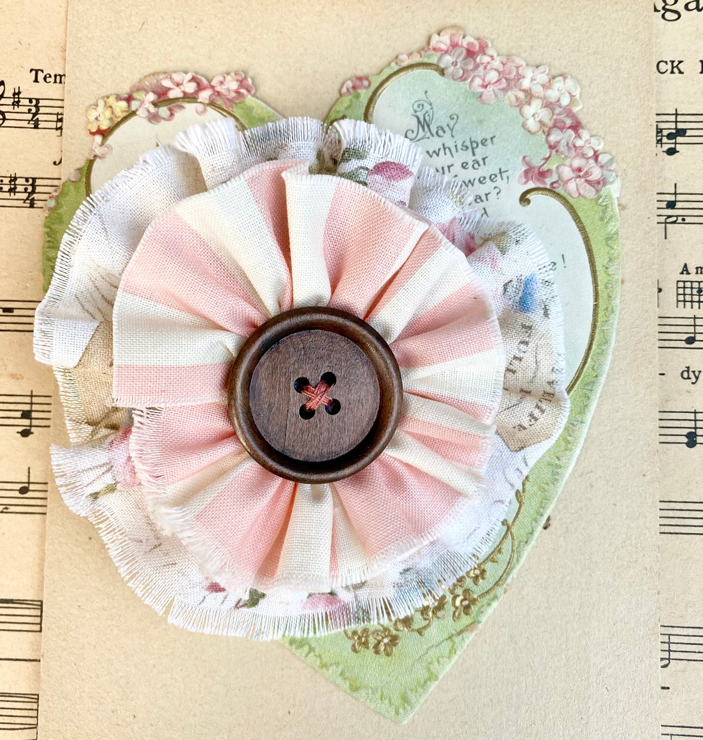 stripe and floral flower brooch.
