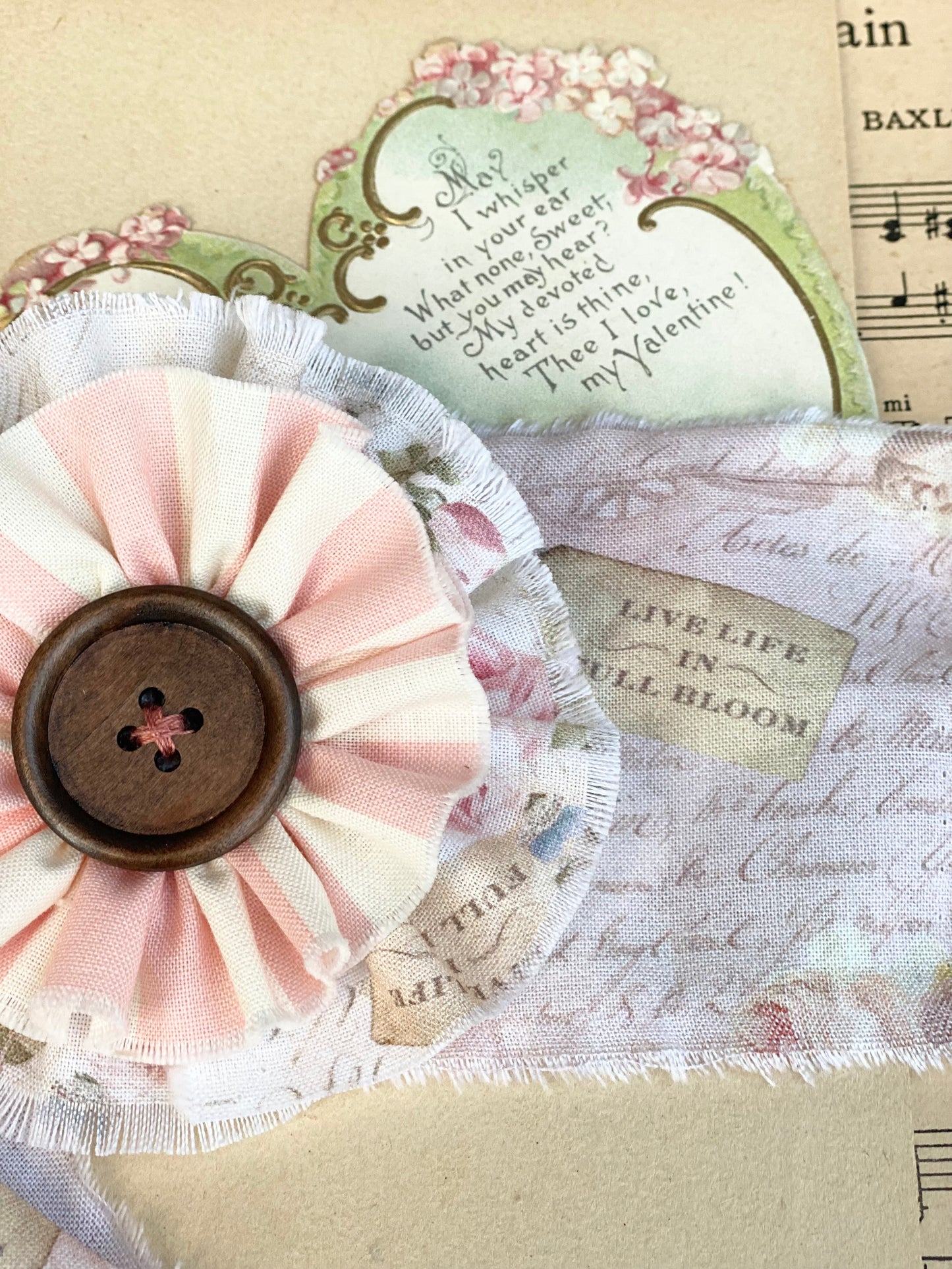 stripe and floral flower brooch.