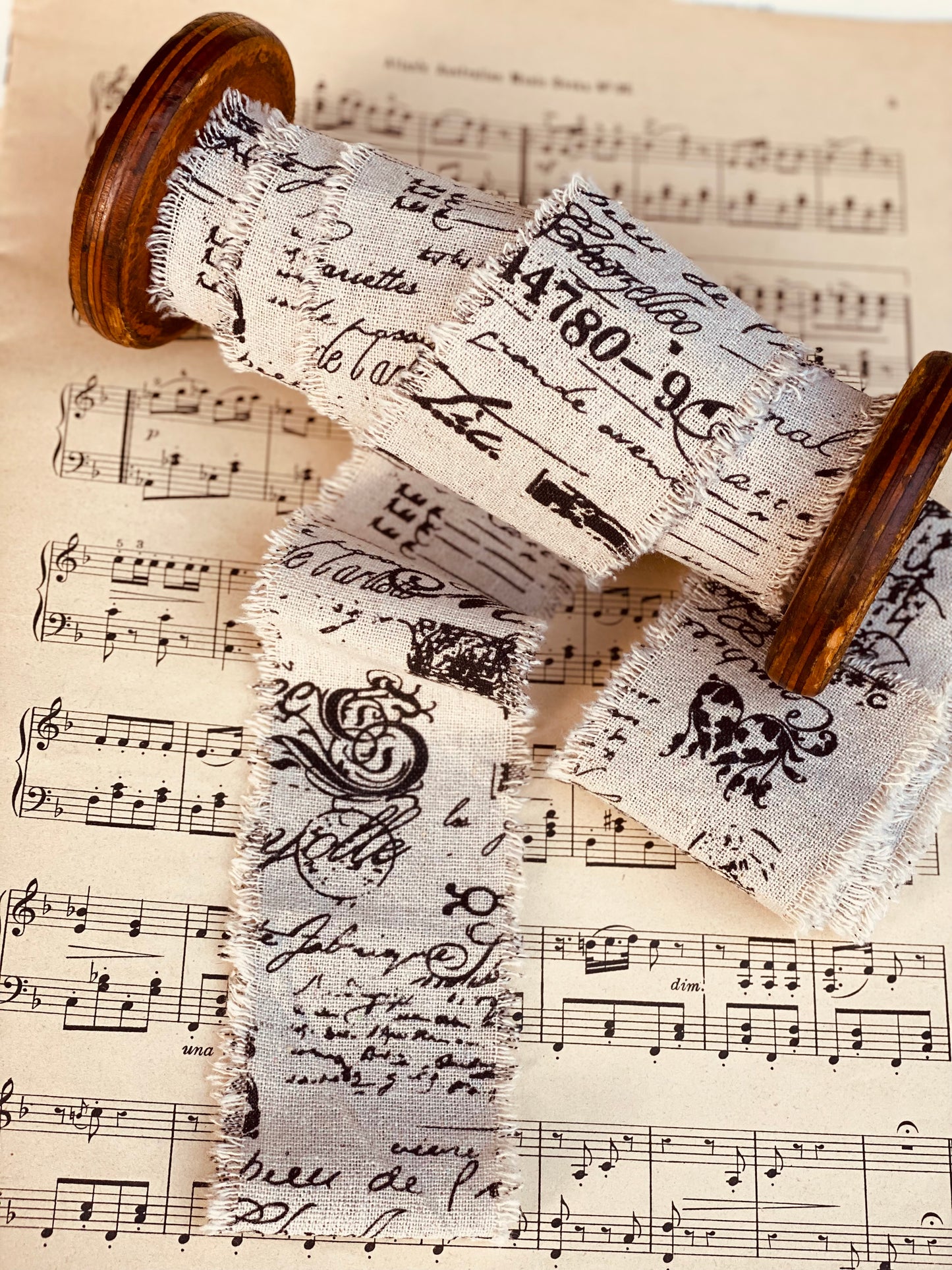 Linen Calligraphy script ribbon