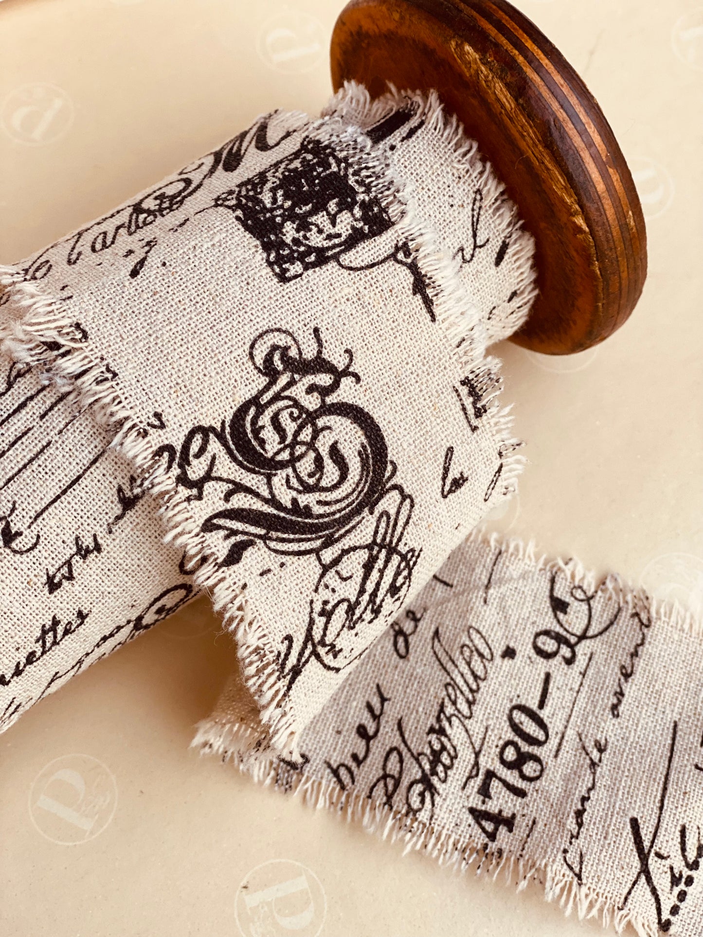 Linen Calligraphy script ribbon