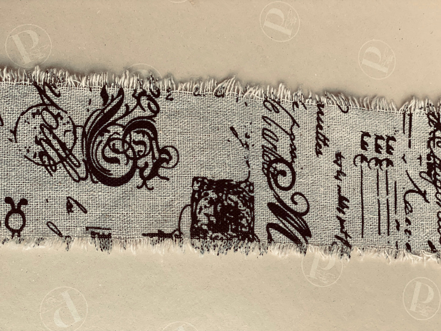 Linen Calligraphy script ribbon