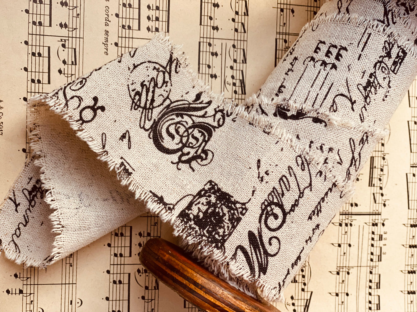Linen Calligraphy script ribbon