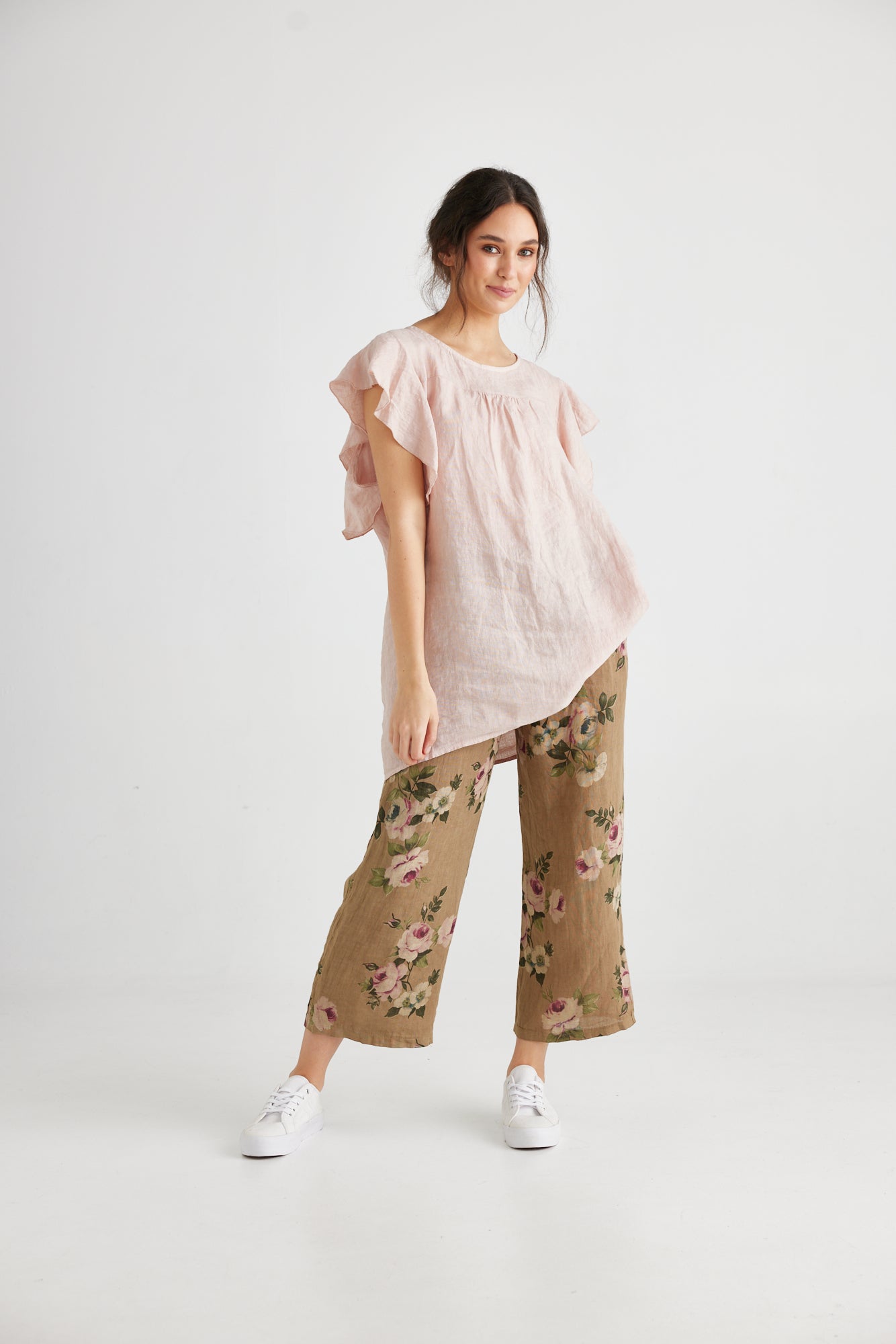 Bella linen top. Blush