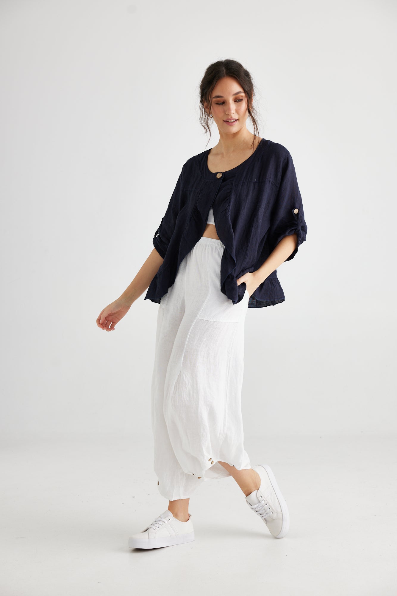 Fifi Linen Jacket. French Navy Blue