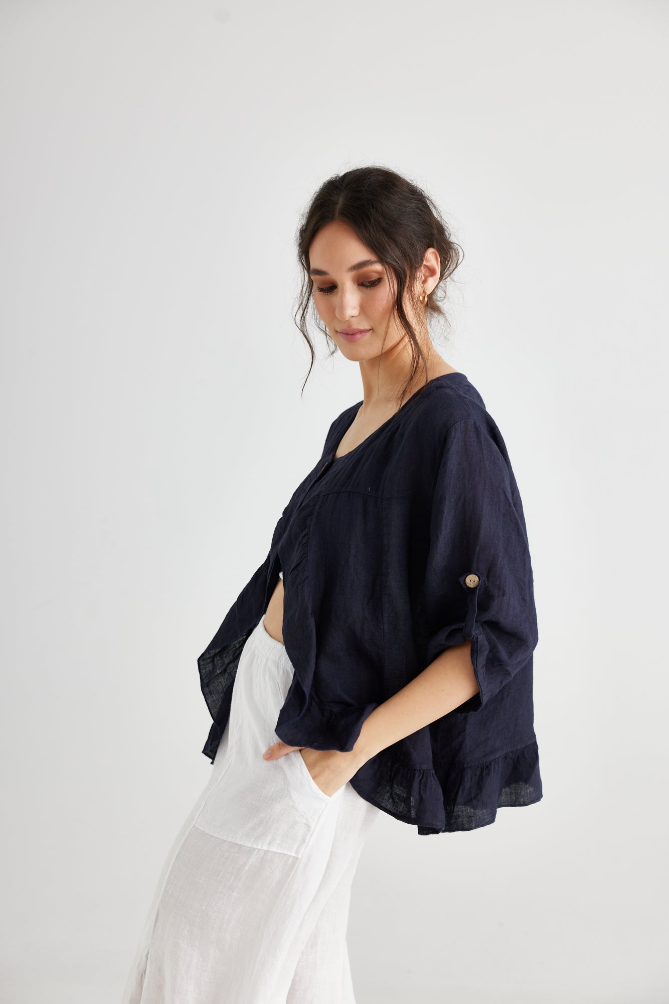 Fifi Linen Jacket. French Navy Blue