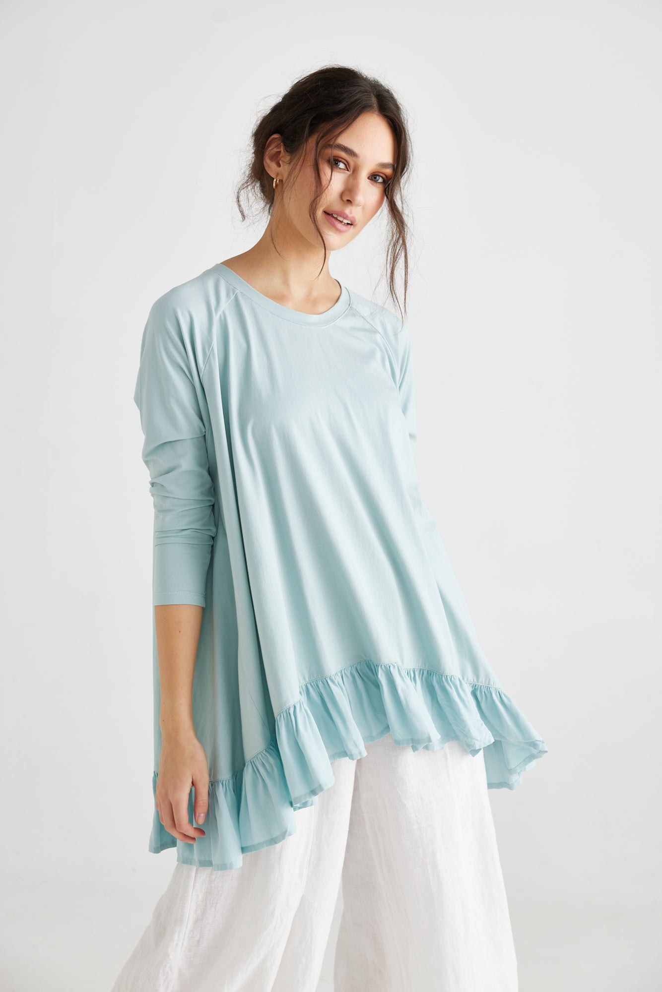 Ruby Ruffle Top. French Blue