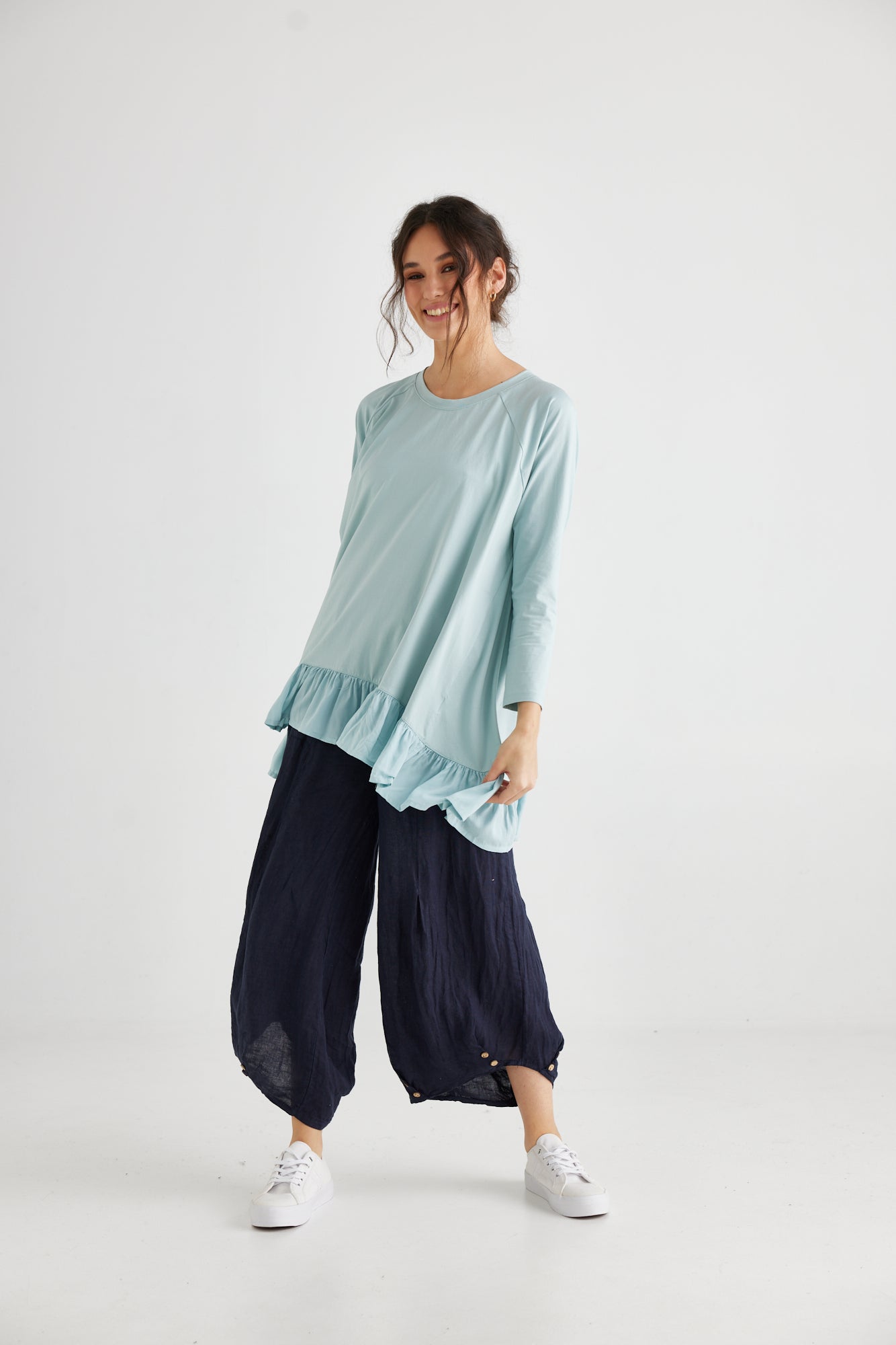 Ruby Ruffle Top. French Blue