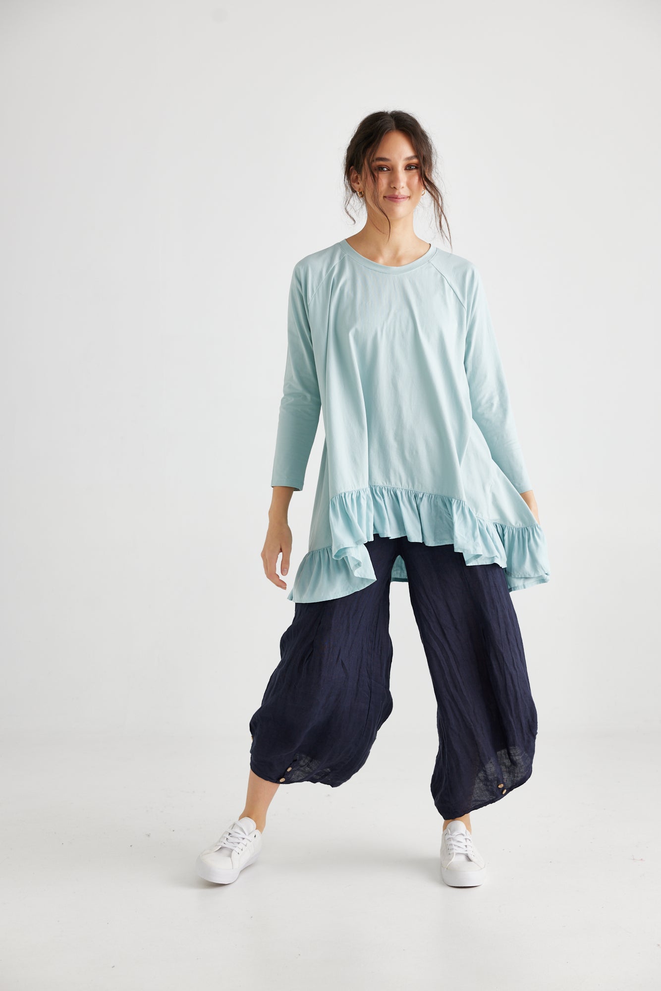 Ruby Ruffle Top. French Blue