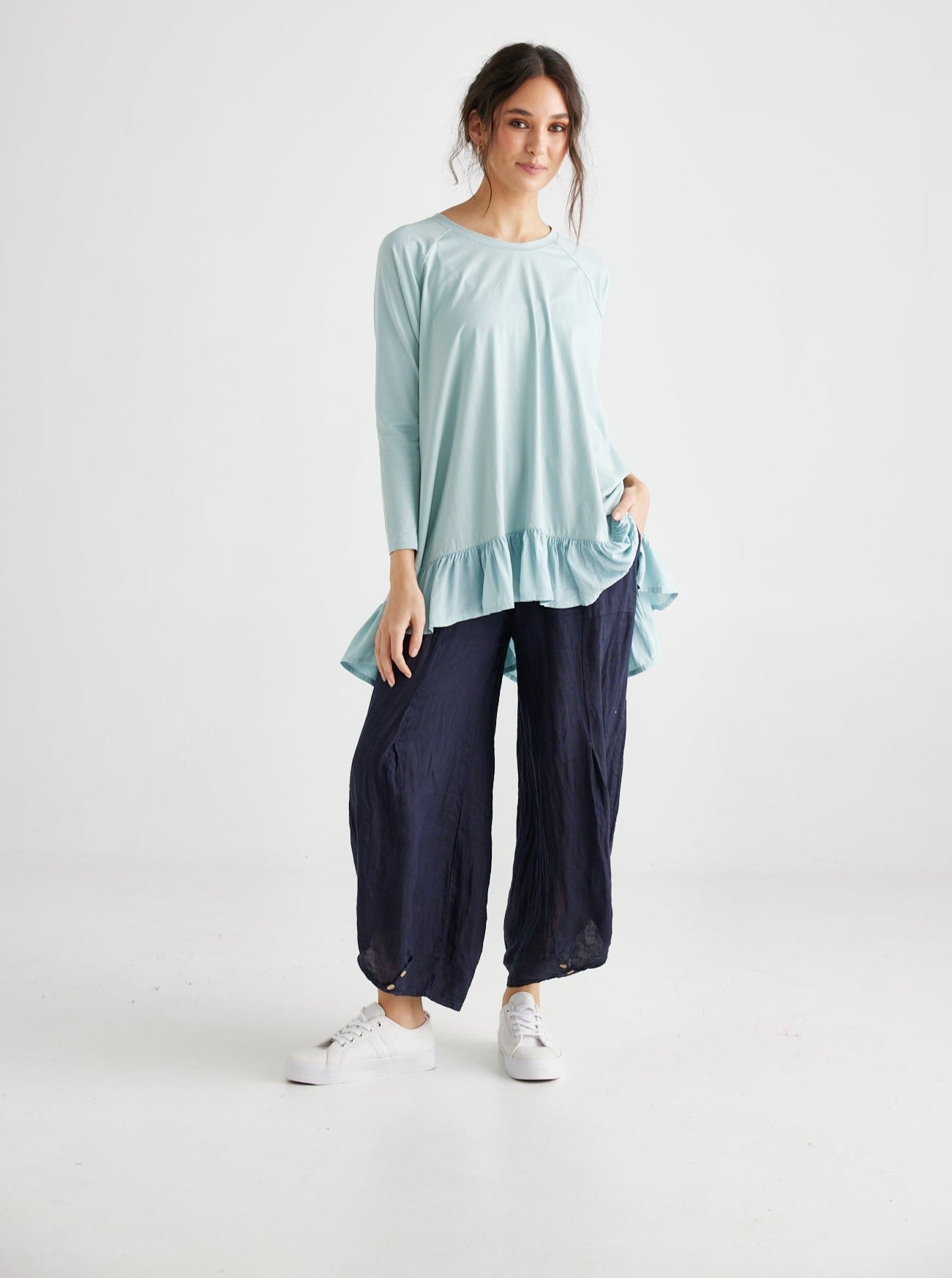Ruby Ruffle Top. French Blue