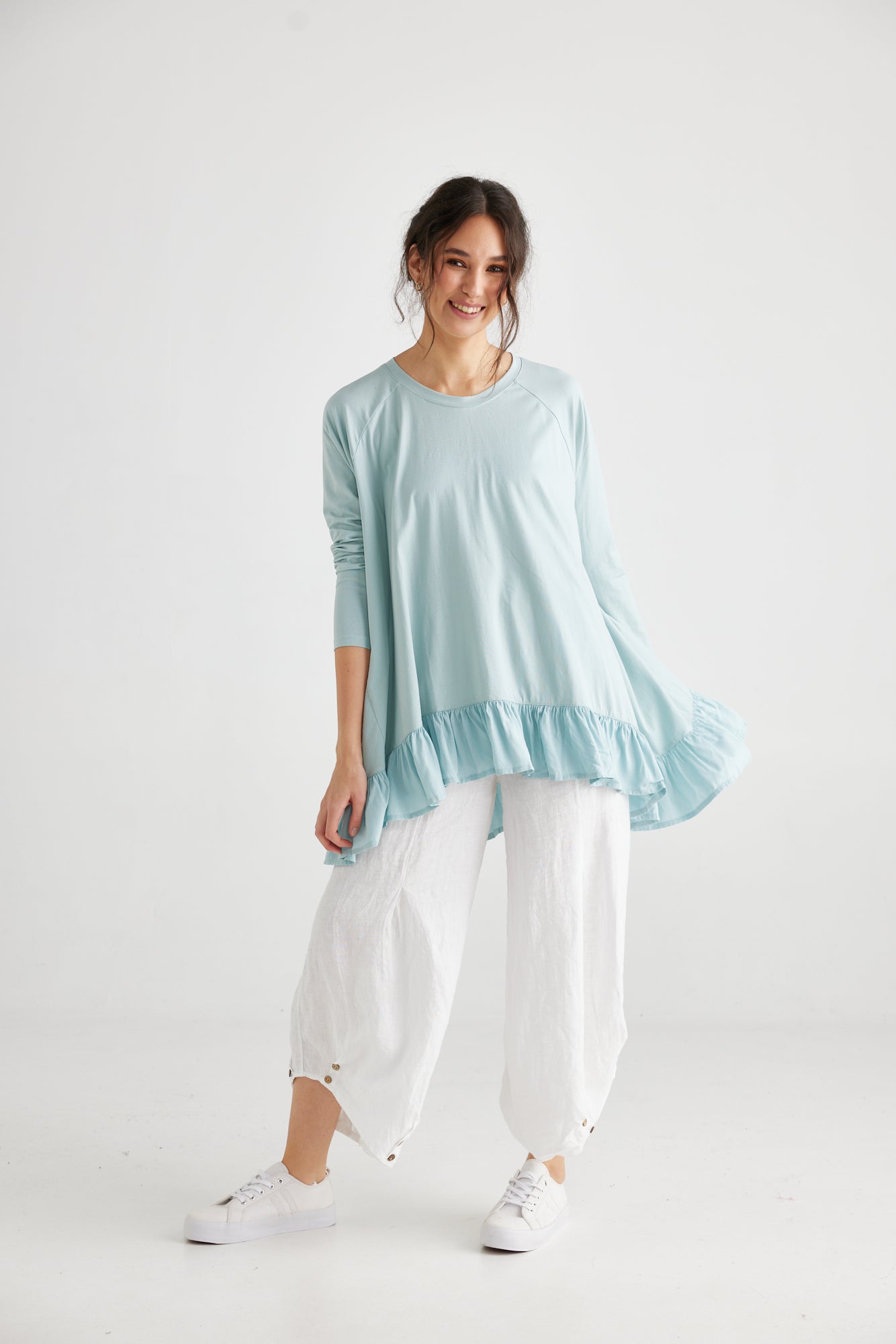 Ruby Ruffle Top. French Blue
