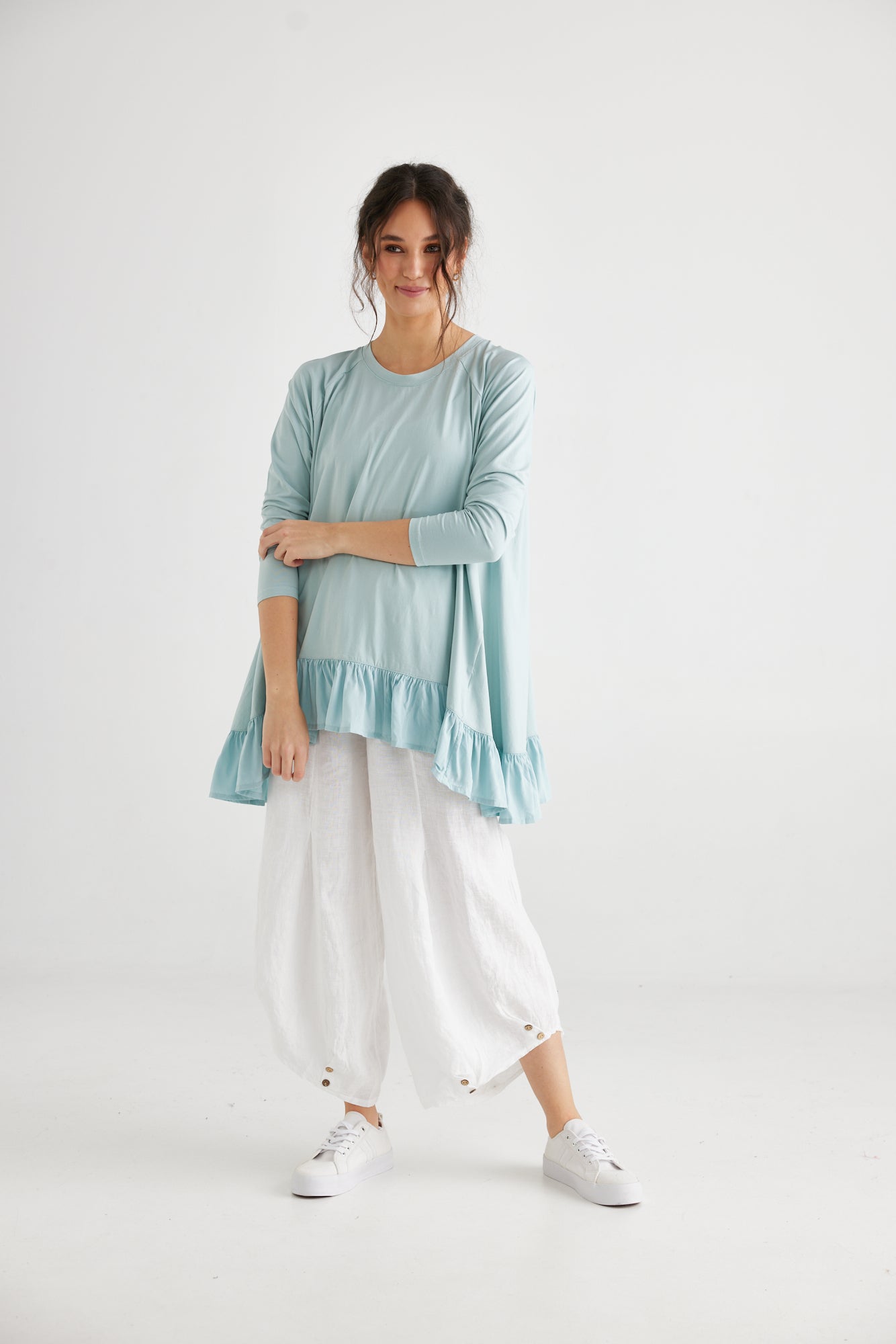 Ruby Ruffle Top. French Blue