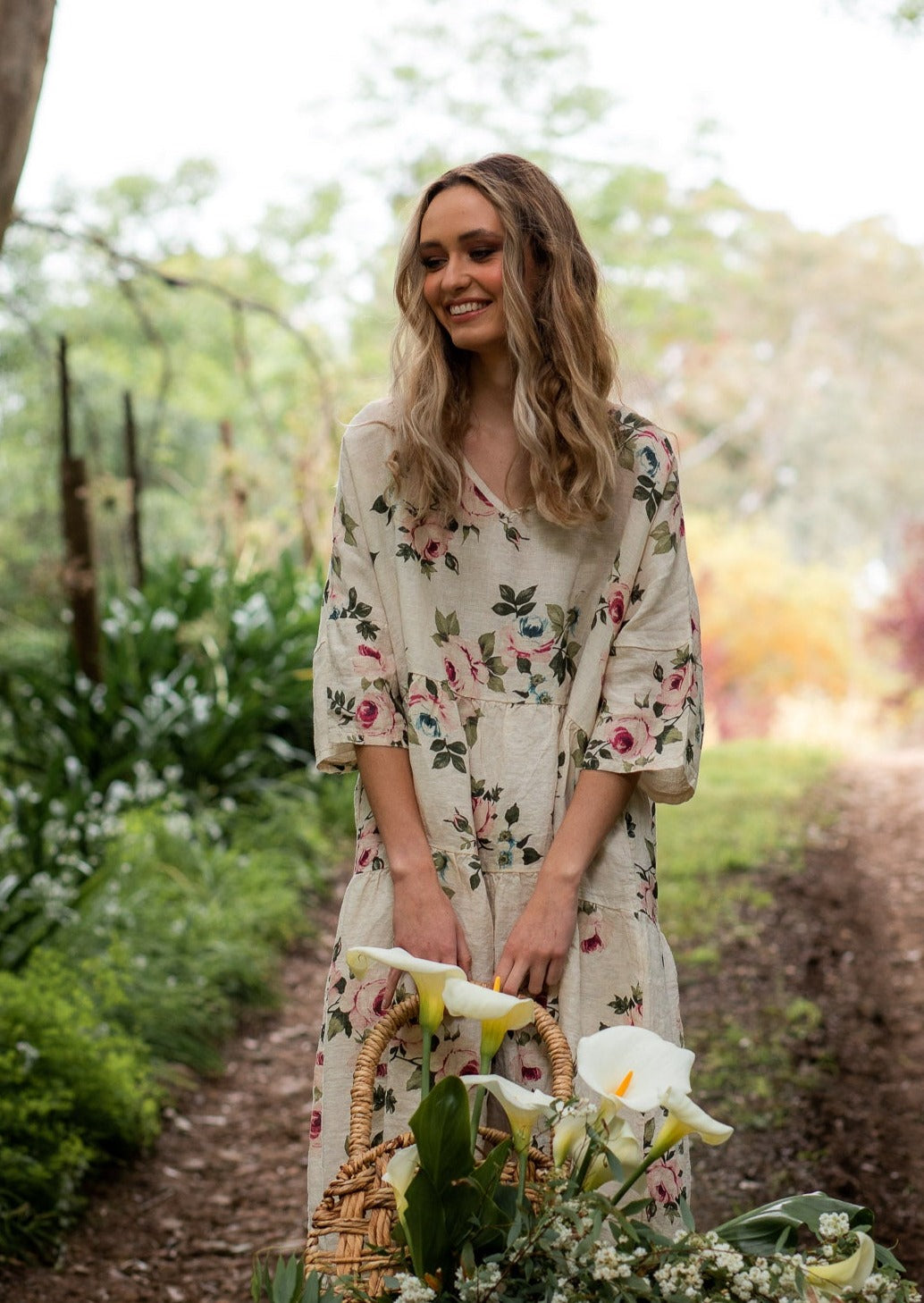 Stella floral dress. Cream Rose