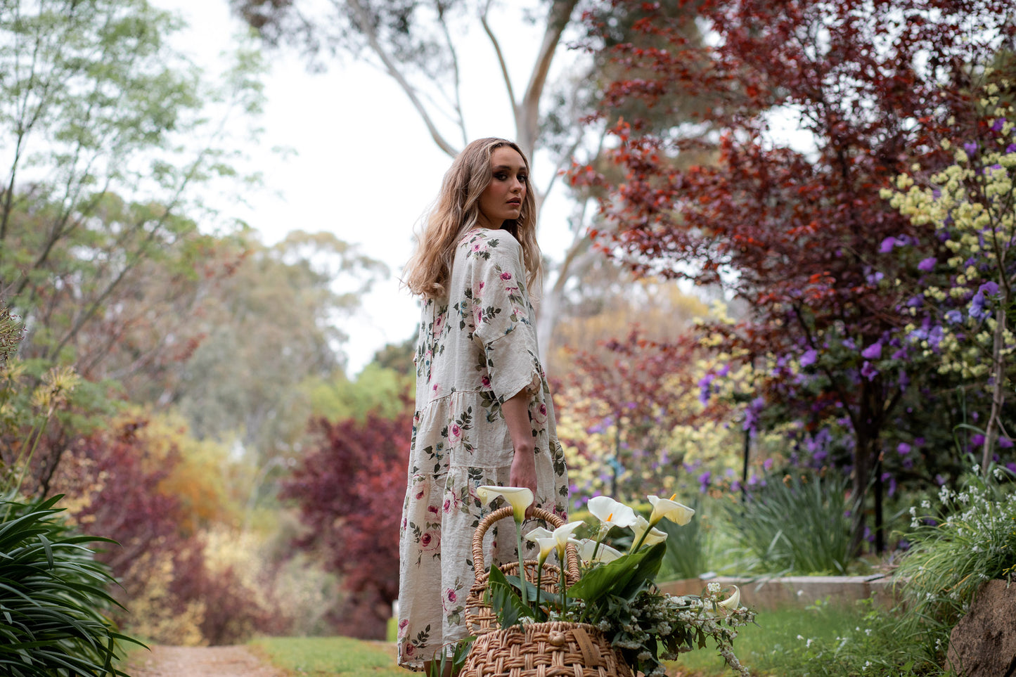 Stella floral dress. Cream Rose
