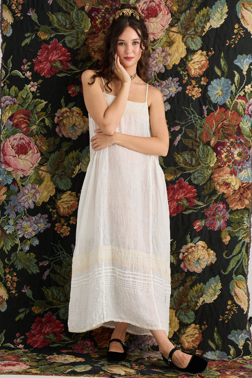 Enchantress Long Linen Gauze Coat | Cream Puff Enchantress Long Linen Gauze Coat | Cream Puff