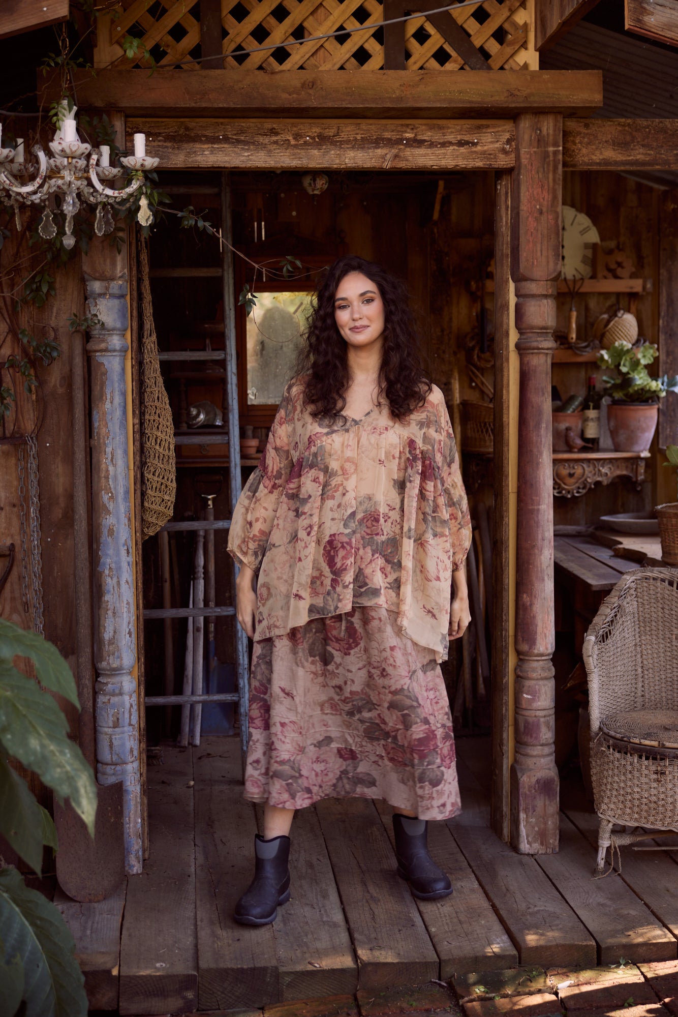 Rosetti Floral skirt. Antique Rose