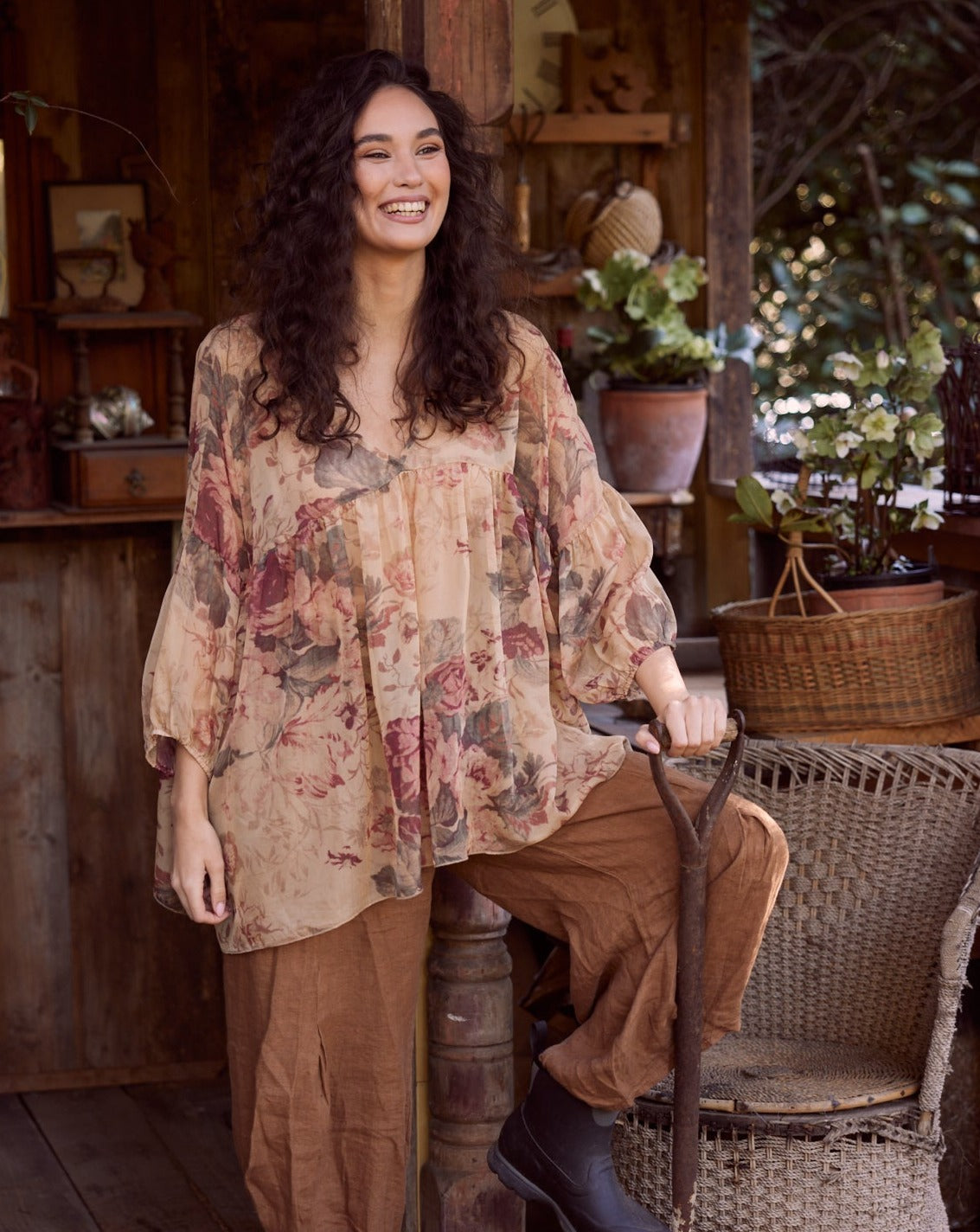 Ariel chiffon blouse. Antique Rose