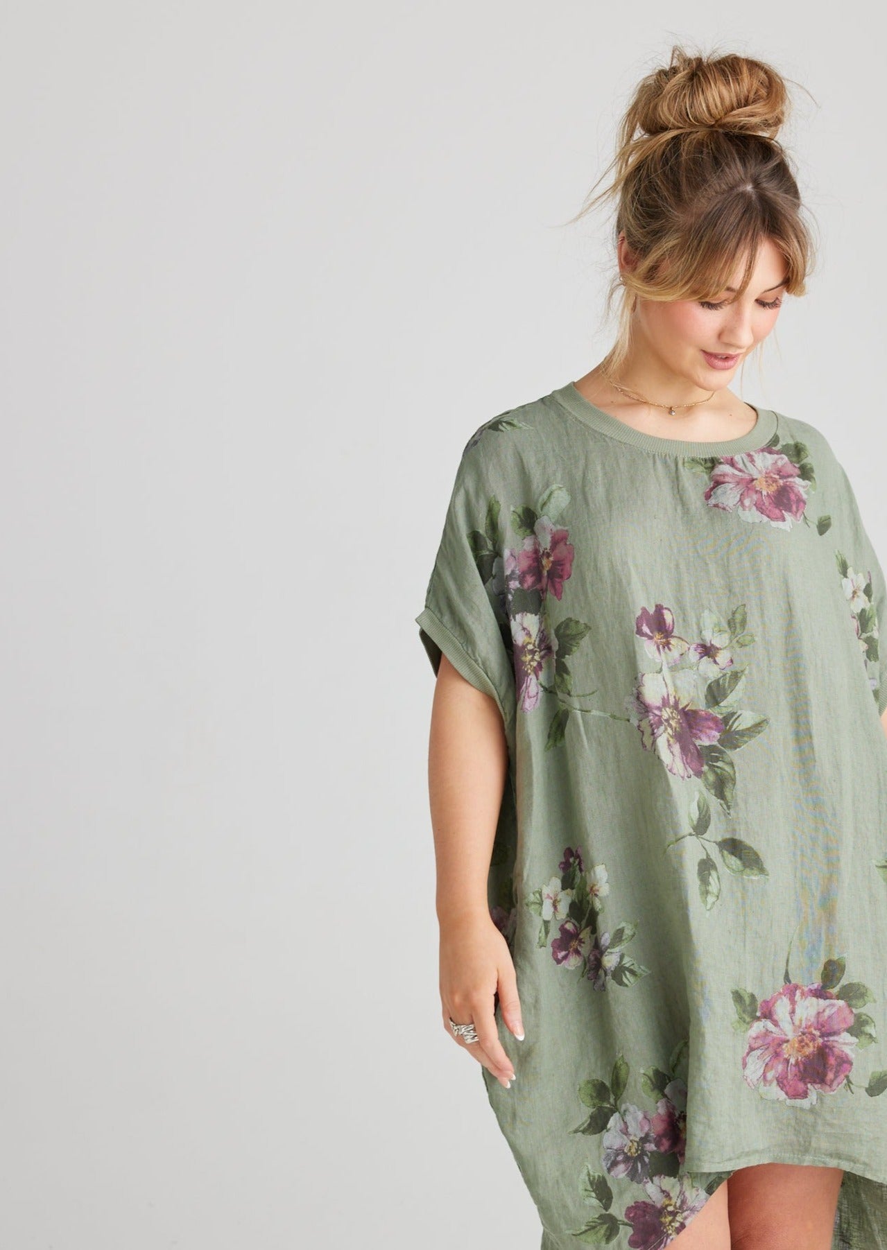 Rosabella linen dress. Olive Posy