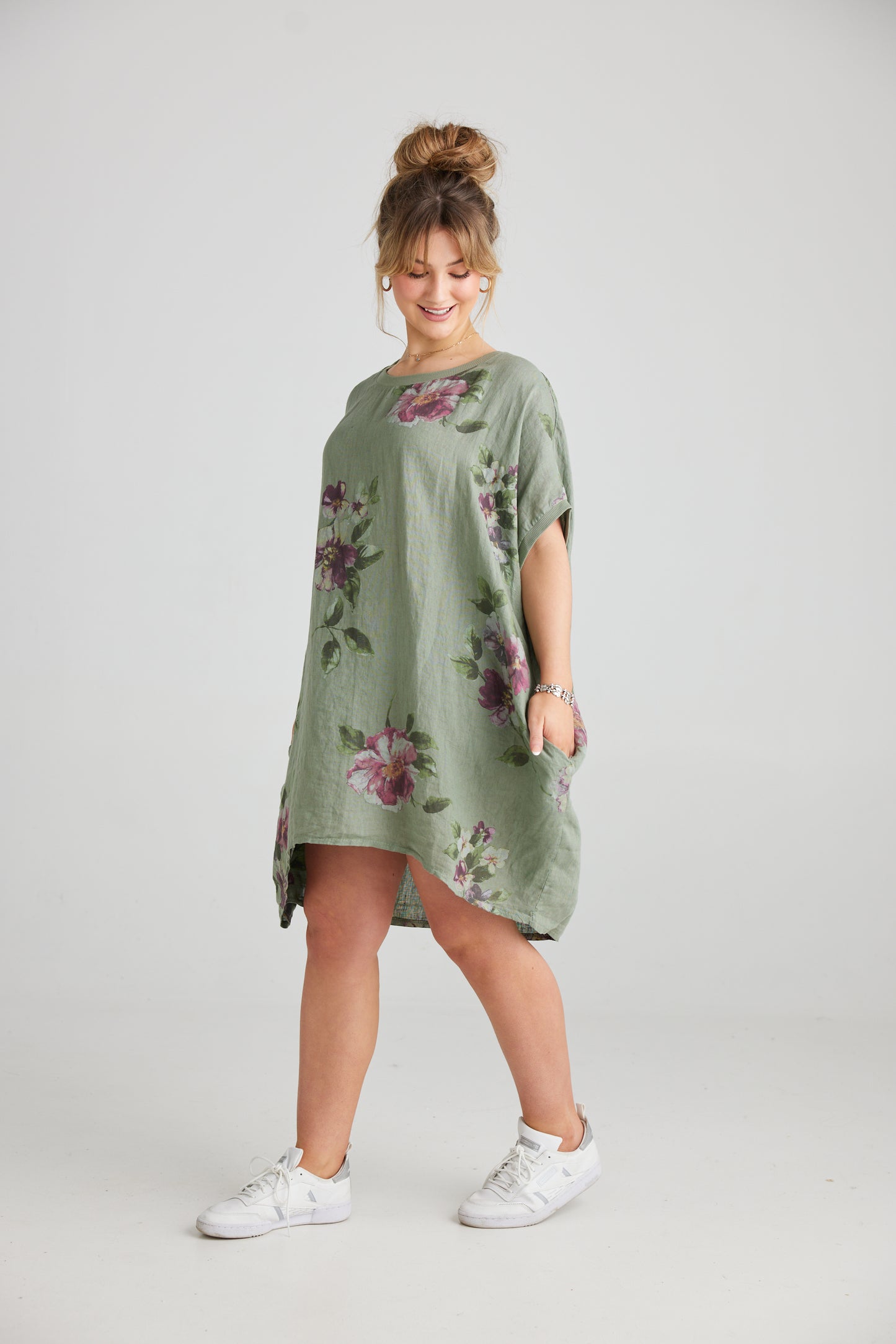 Rosabella linen dress. Olive Posy