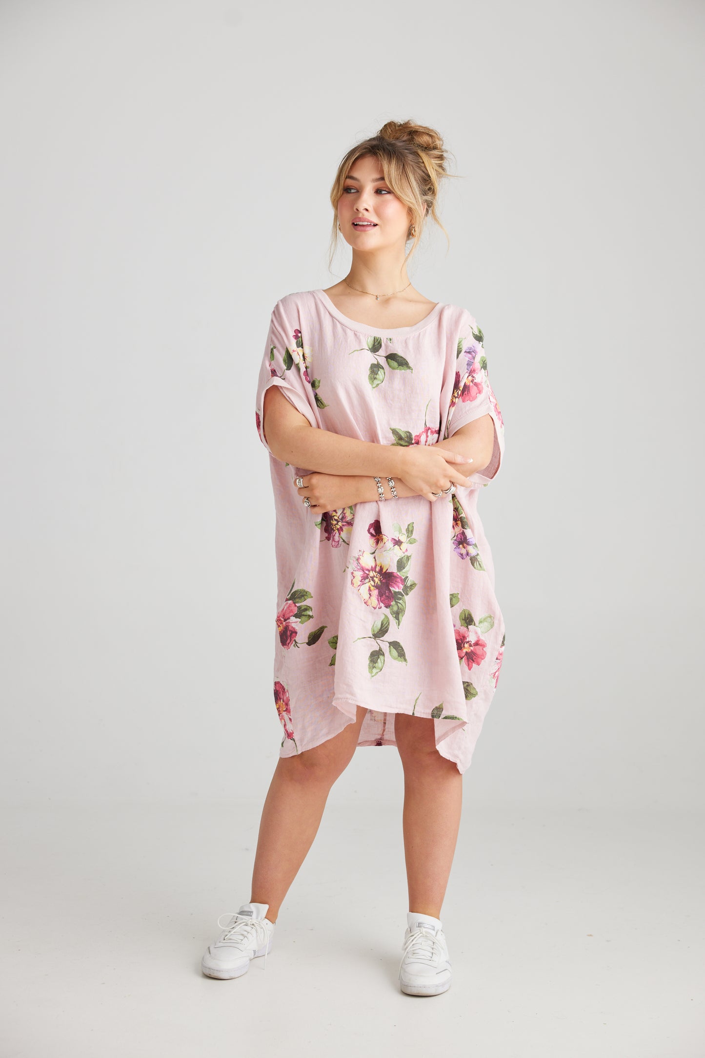 Rosabella linenDress. White. Vintage Rose