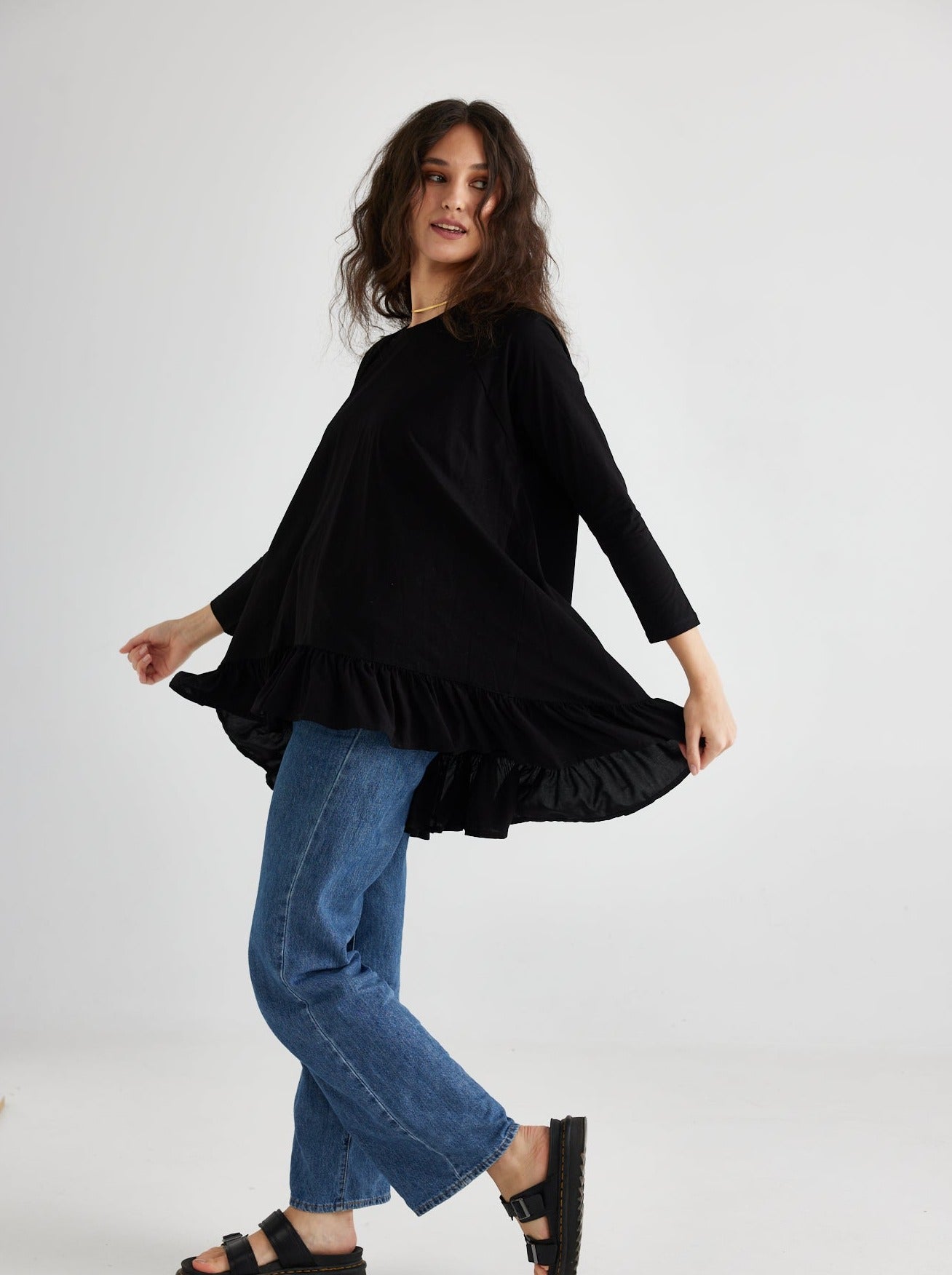 Ruby Ruffle Top. Black