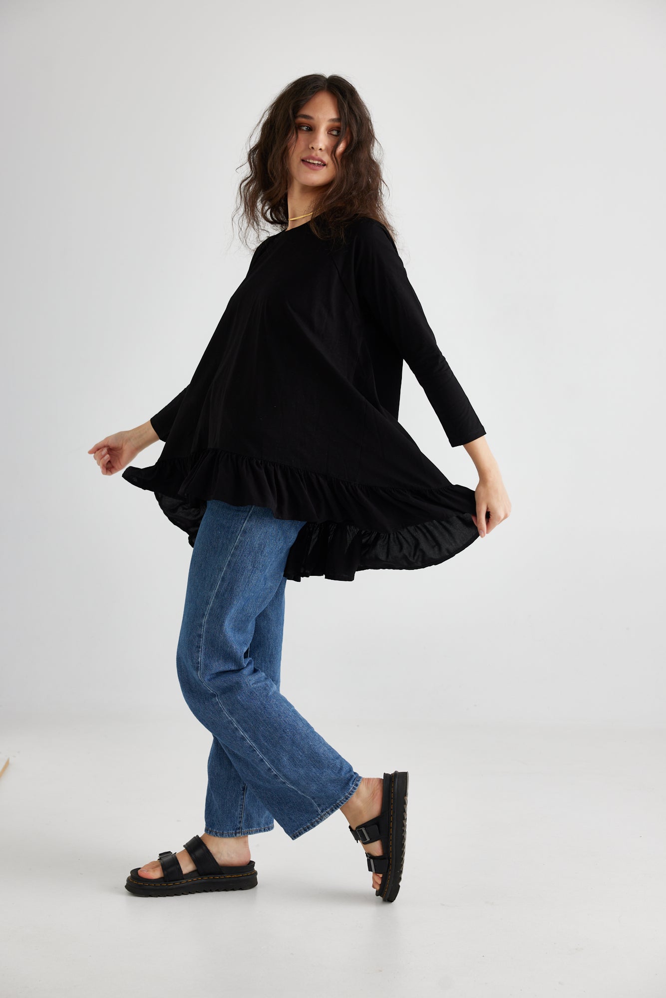 Ruby Ruffle Top. Black