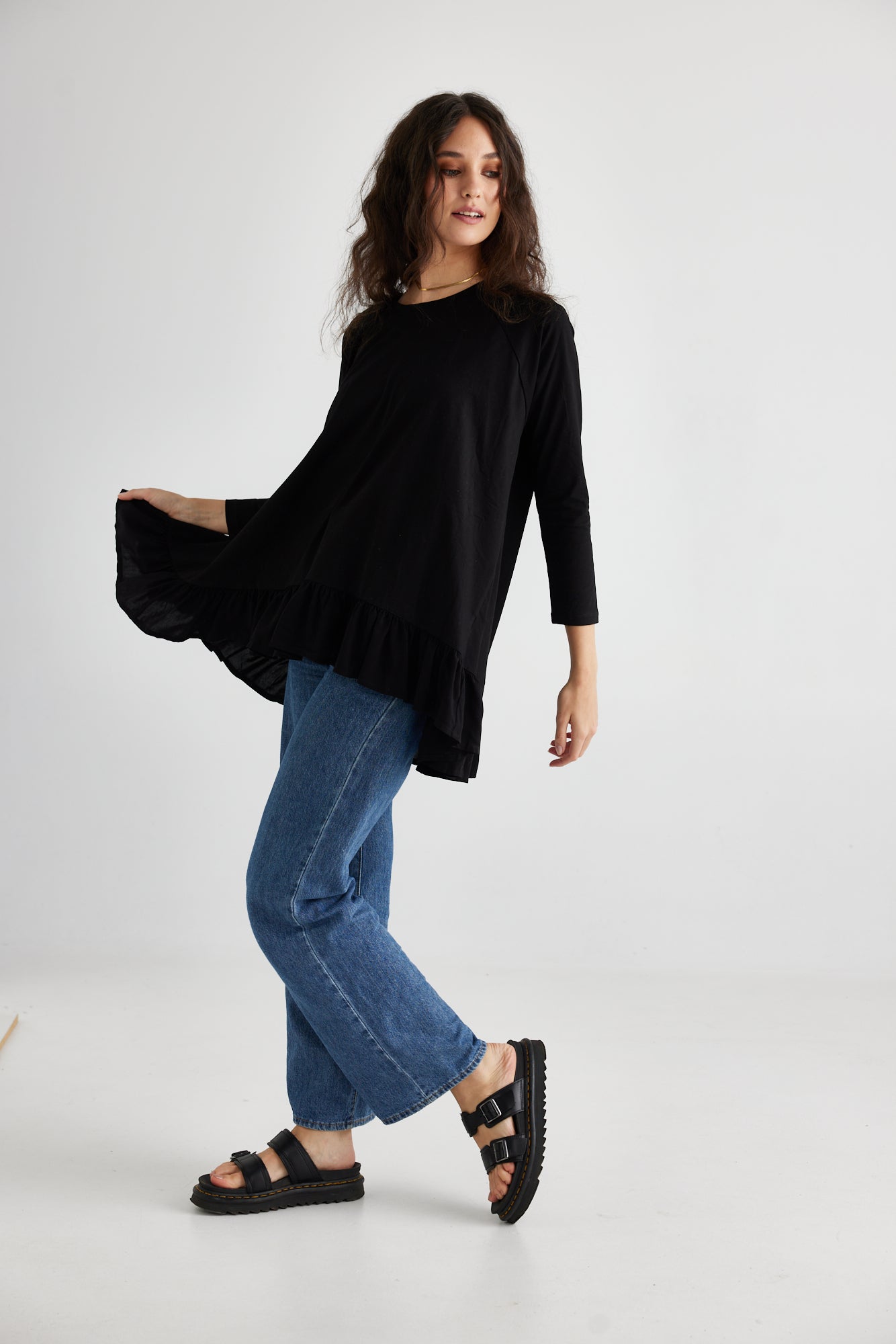 Ruby Ruffle Top. Black