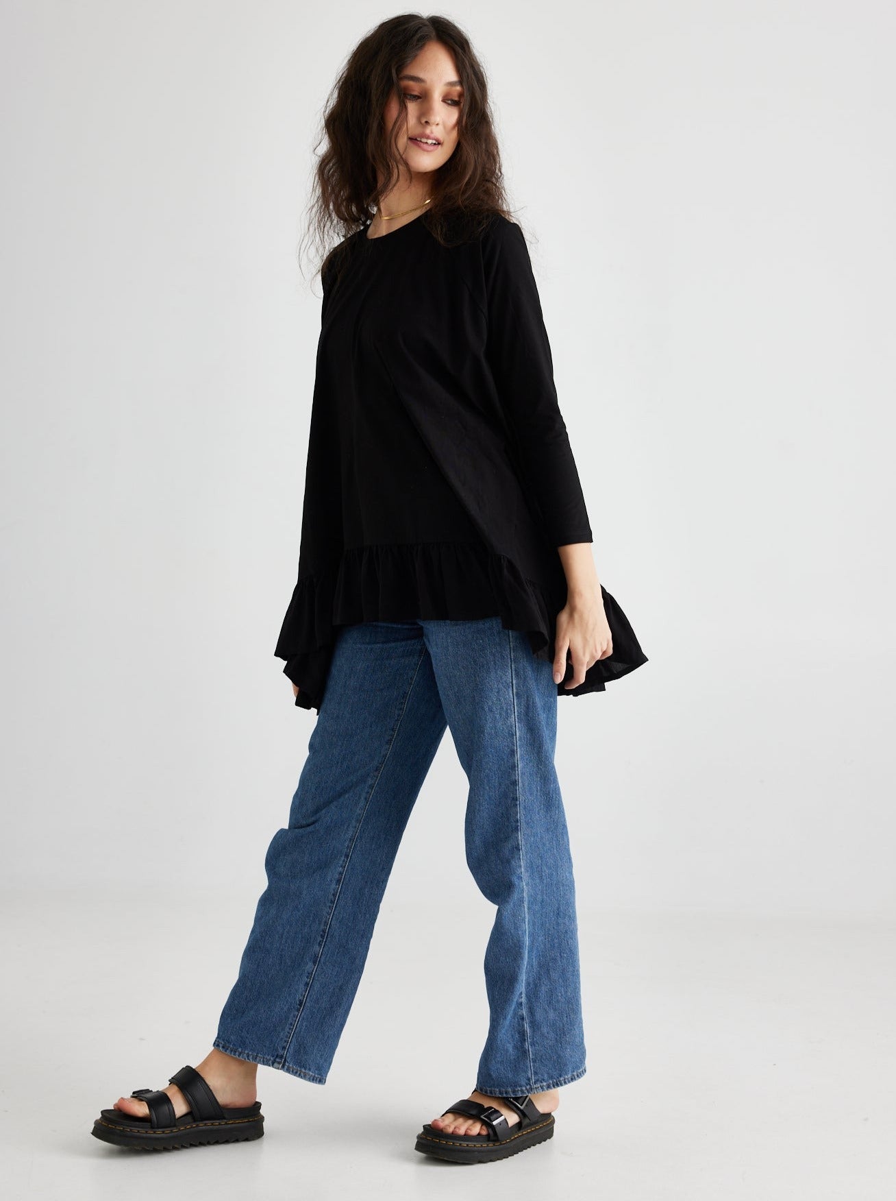 Ruby Ruffle Top. Black
