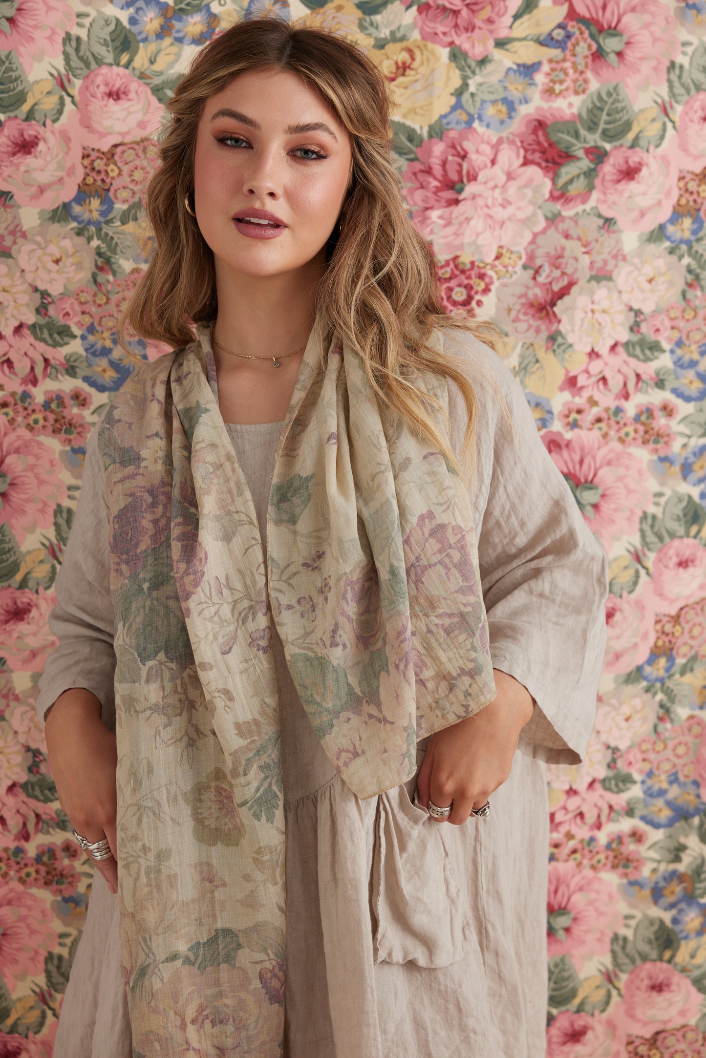 Antique garden scarf. Parchment
