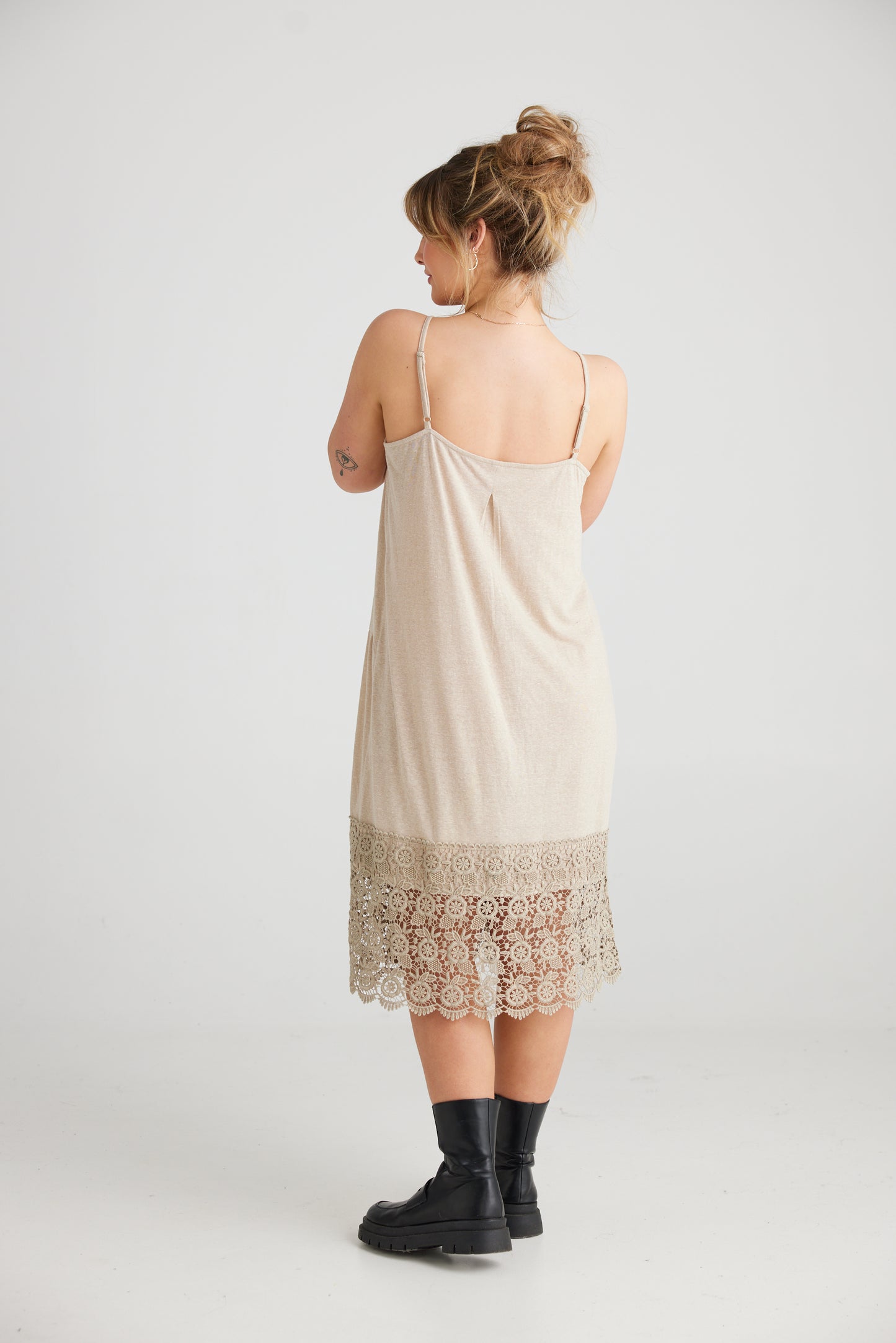 Marisol Lace edged dress. Sandcastle