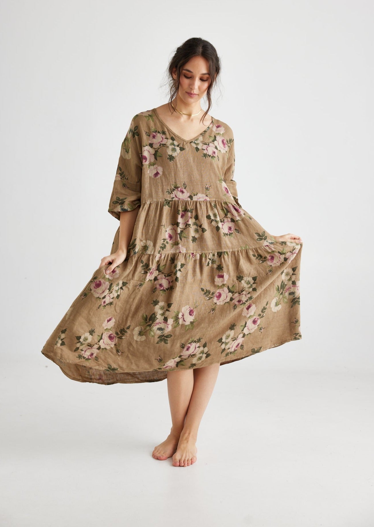 Stella Linen dress. Olive Branch