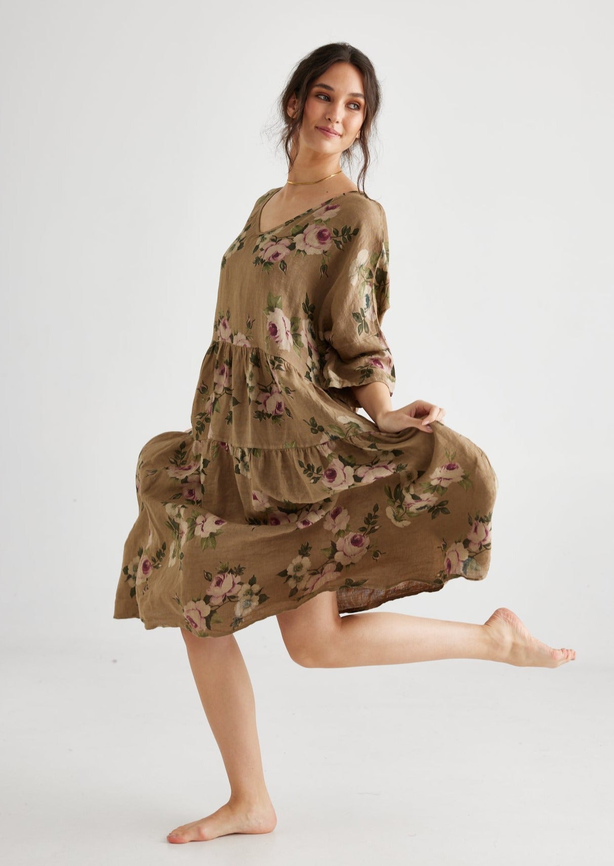 Stella Linen dress. Olive Branch