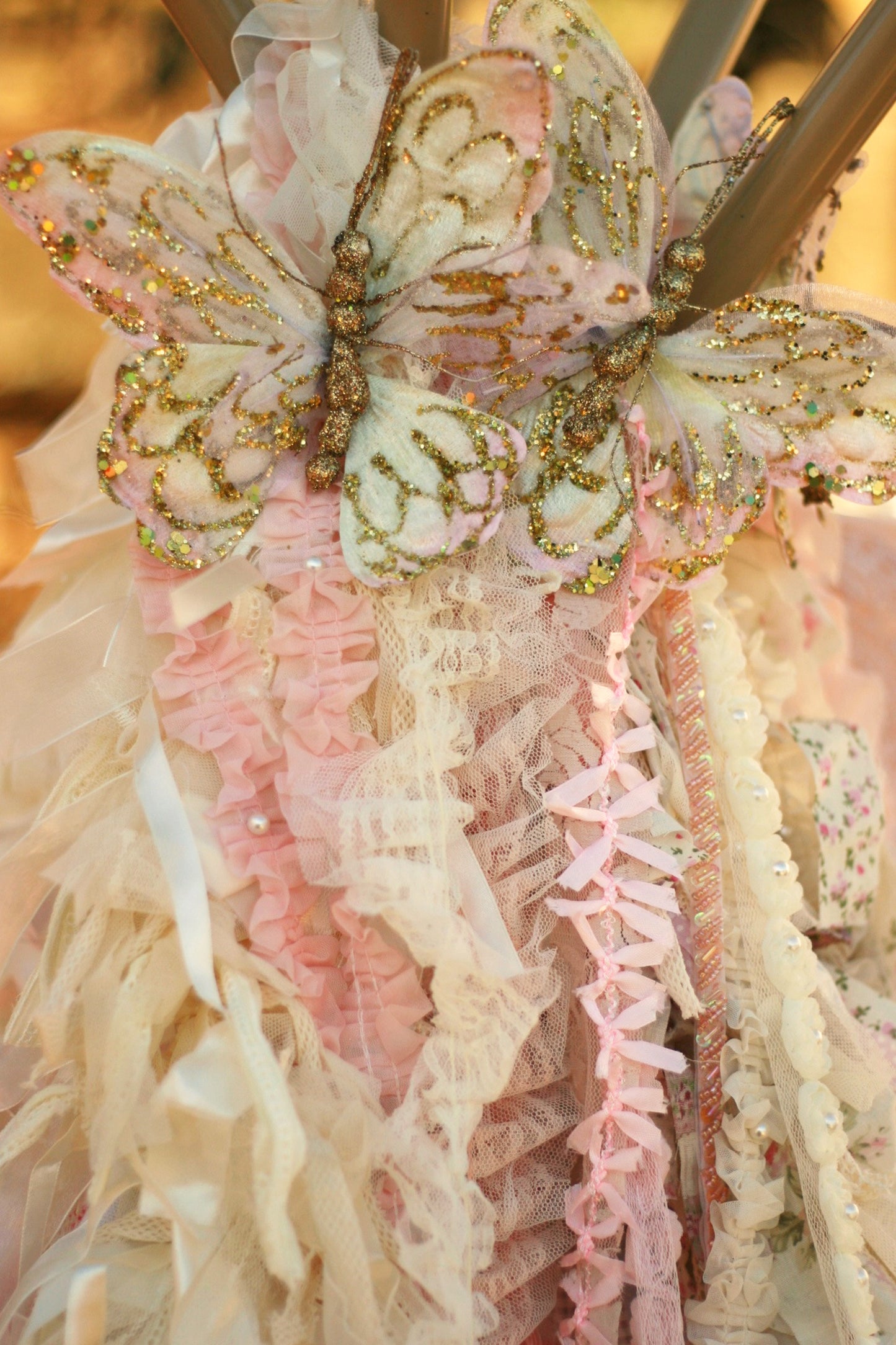 Vintage Velvet Butterflies. pack of 3 . Pink