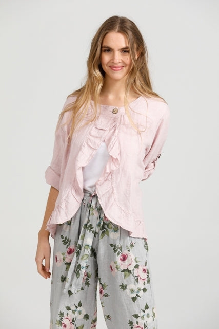 Fifi Linen Jacket. Tearose