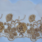 gold glittered lace.  gold on champagne  applique roses