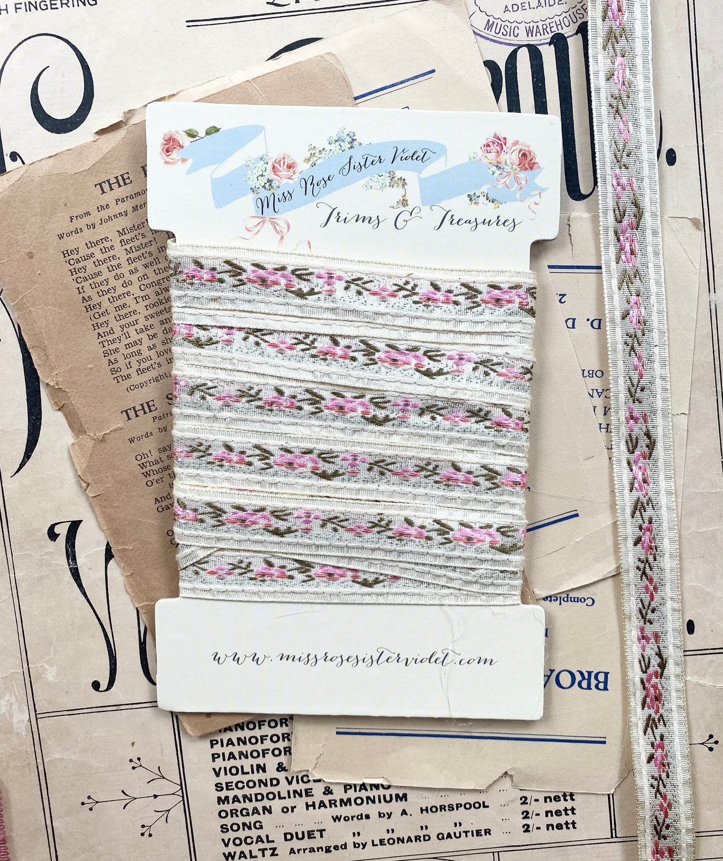 Vintage floral ribbon. 3 meters