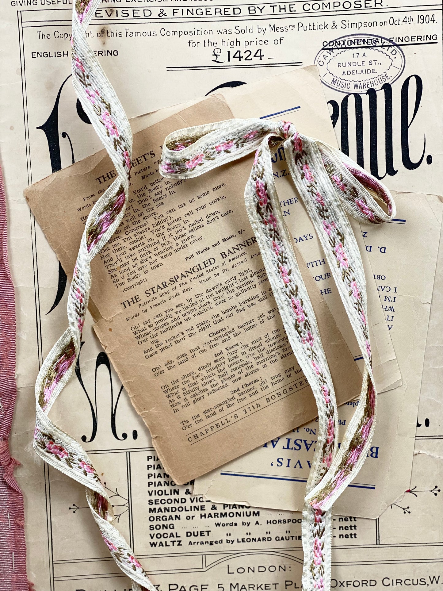 Vintage floral ribbon. 3 meters