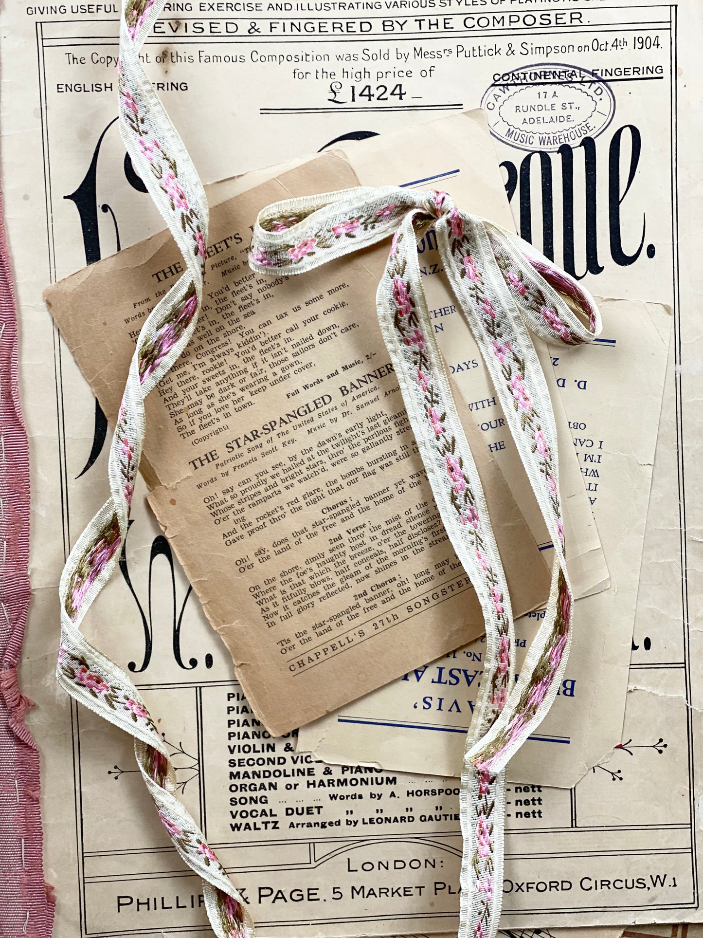 Vintage floral ribbon. 3 meters