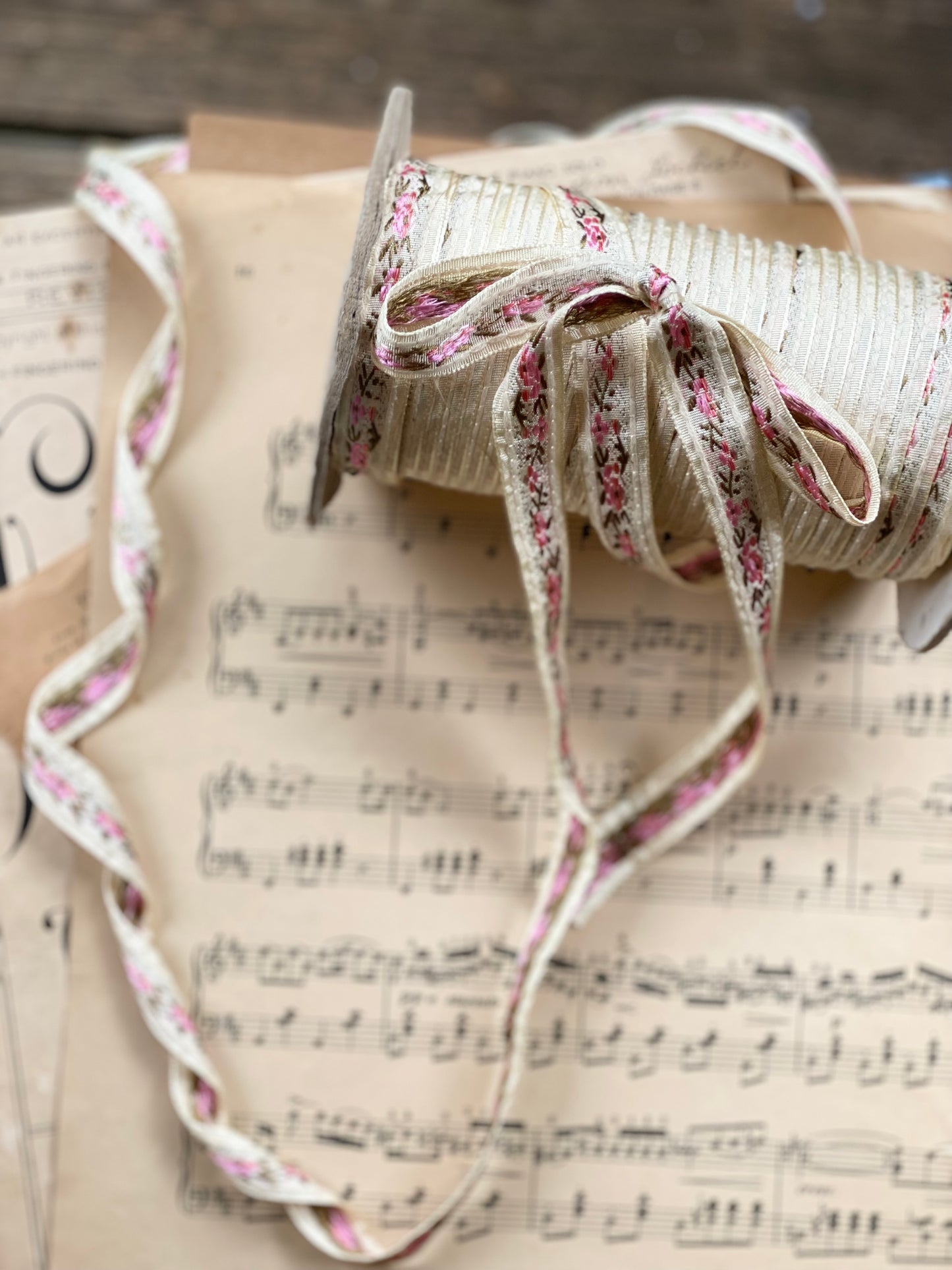 Vintage floral ribbon. 3 meters