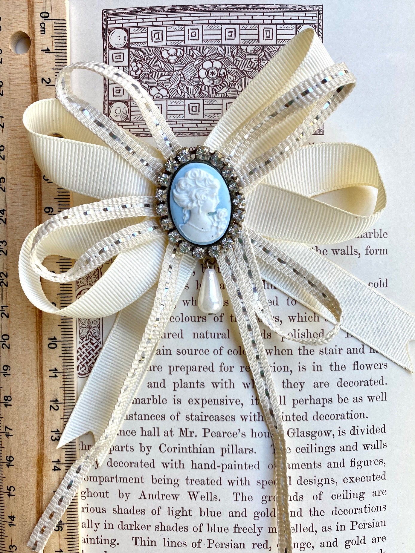 Vintage cameo and ribbon brooch. – Miss Rose Sister Violet