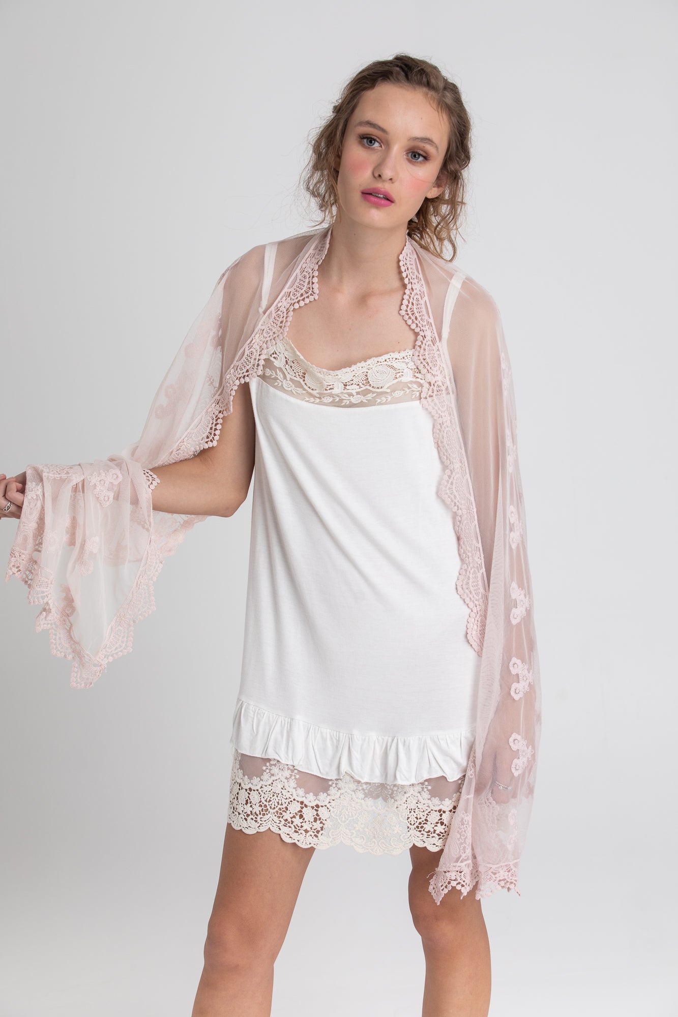 Pink lace scarf