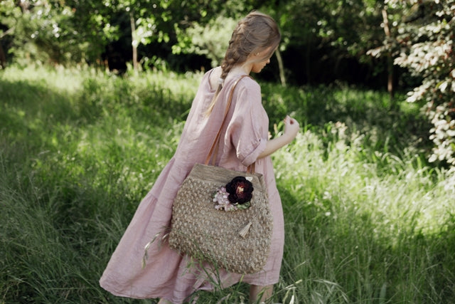 Stella Linen Dress. Dusty Rose