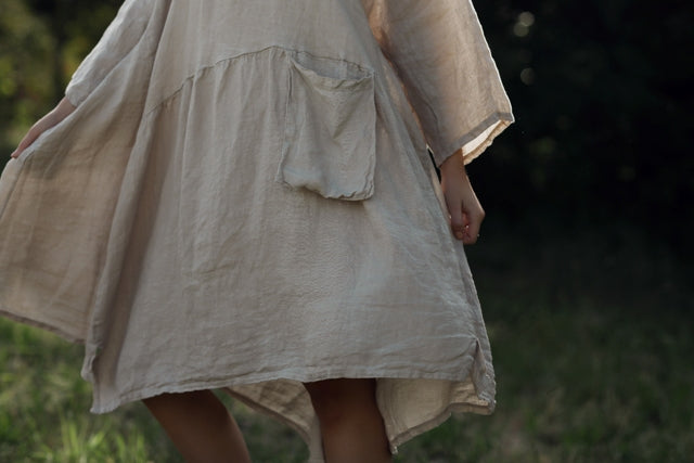 Clarissa Linen dress. Stone