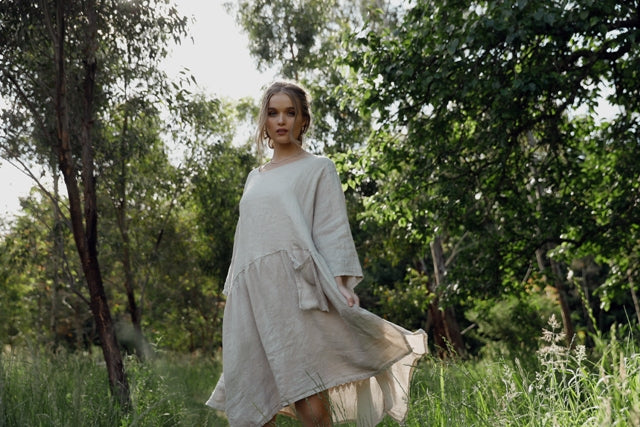 Clarissa Linen dress. Stone